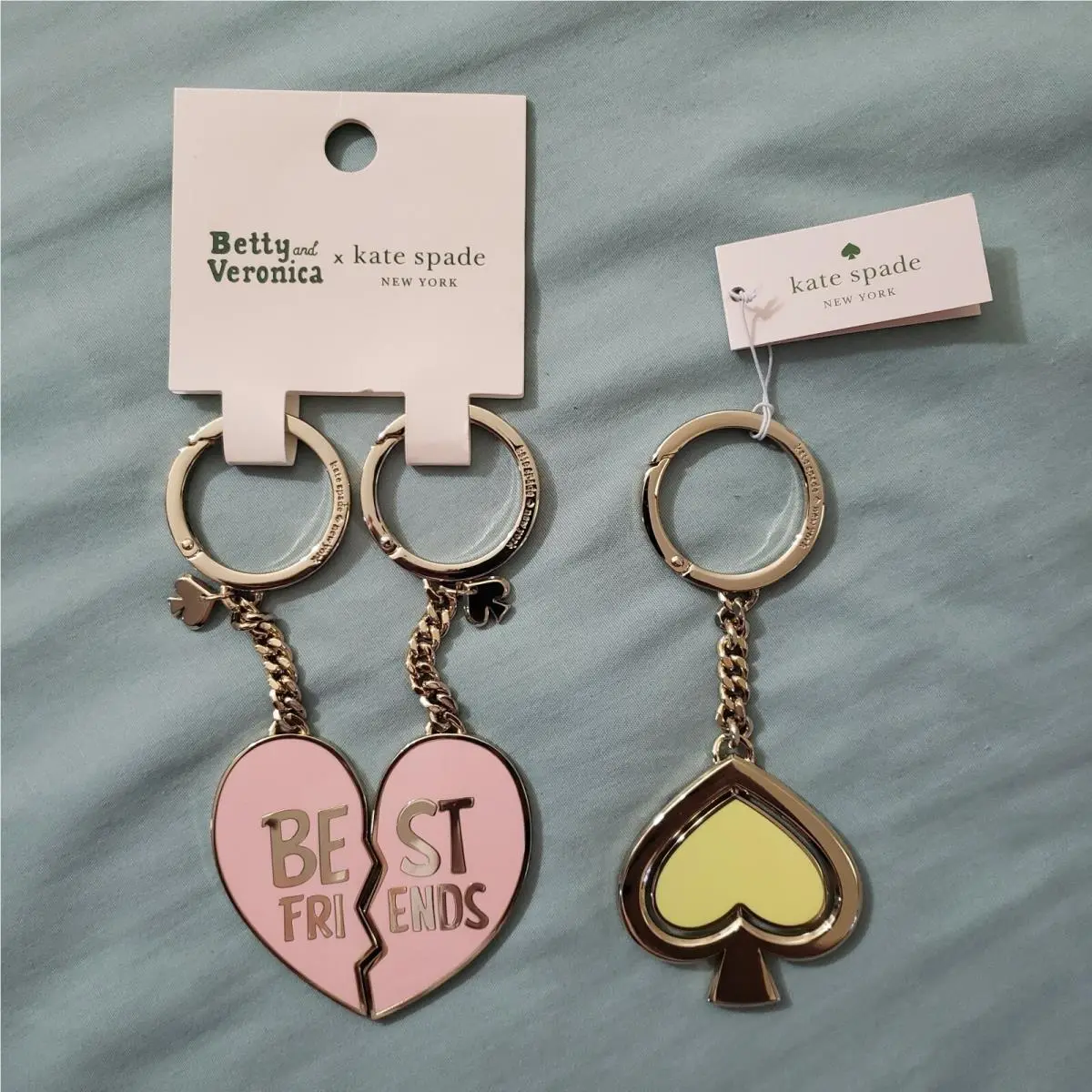3  Charm Key Chain Bag Fobs Archie Betty Veronica Best Friends Heart by Kate Spade