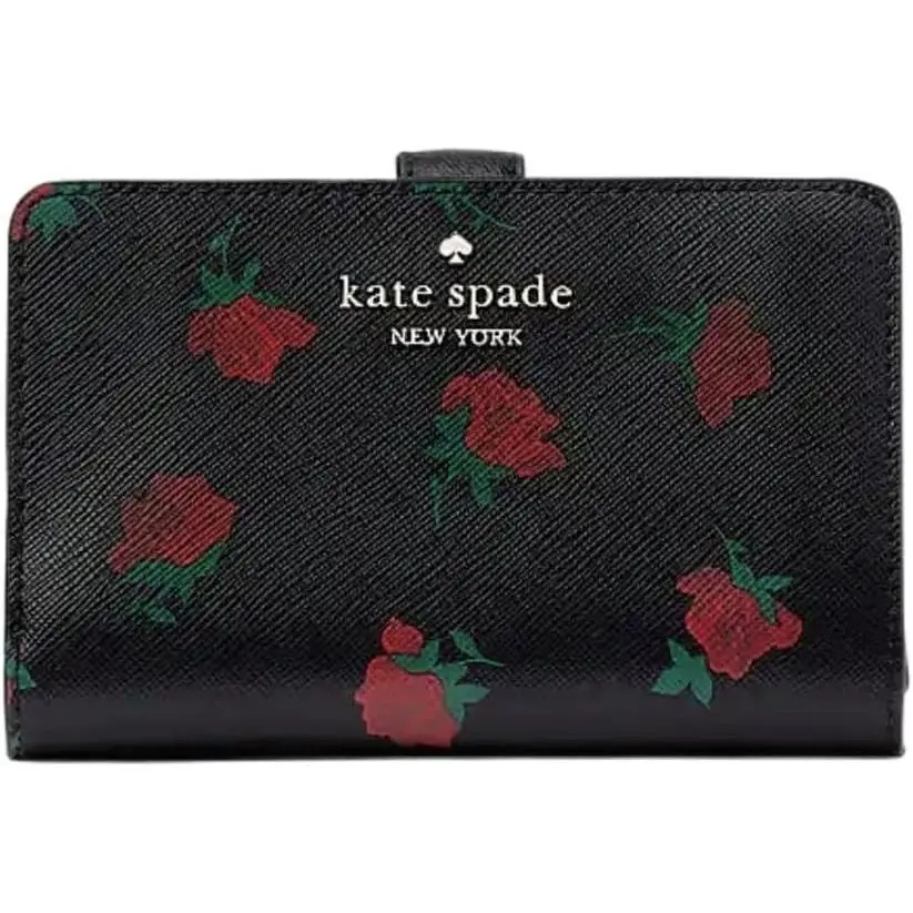 Kate Spade New York Madison Rose Toss Floral Medium Compact Bifold Wallet KE640