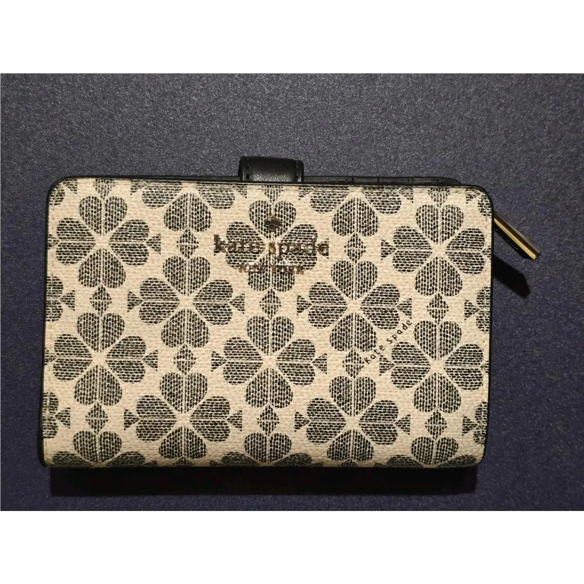 Kate Spade Signature Flower Black Cream Bifold Wallet