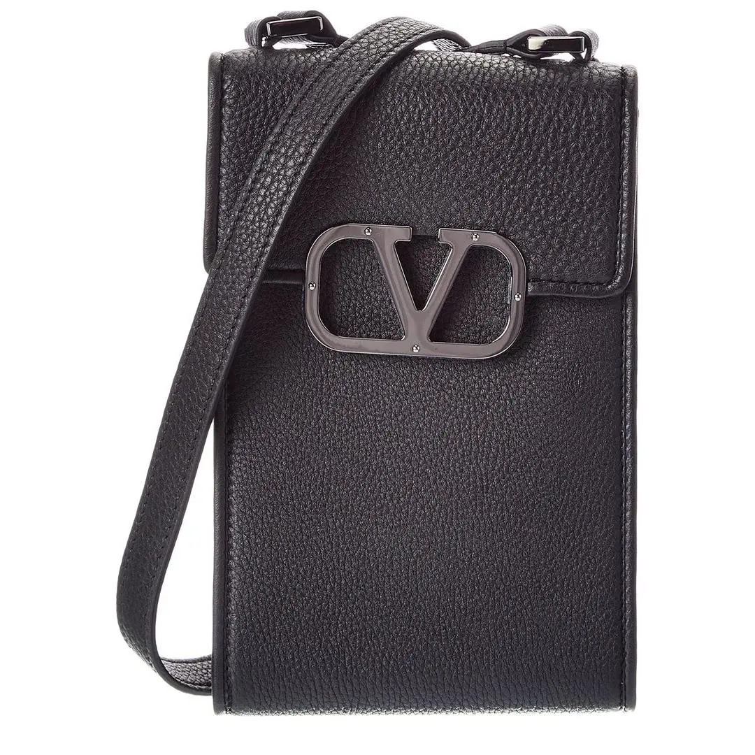 Vlogo Leather Smartphone Case Men`s Black Uni by Valentino
