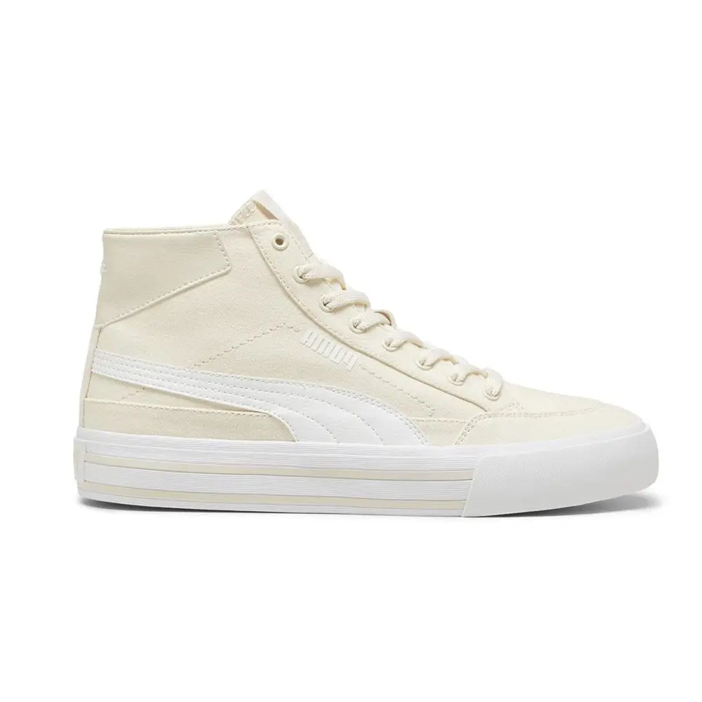 Puma Court Classic Vulcanized Mid Formstrip Lace Up Mens White Sneakers Casual