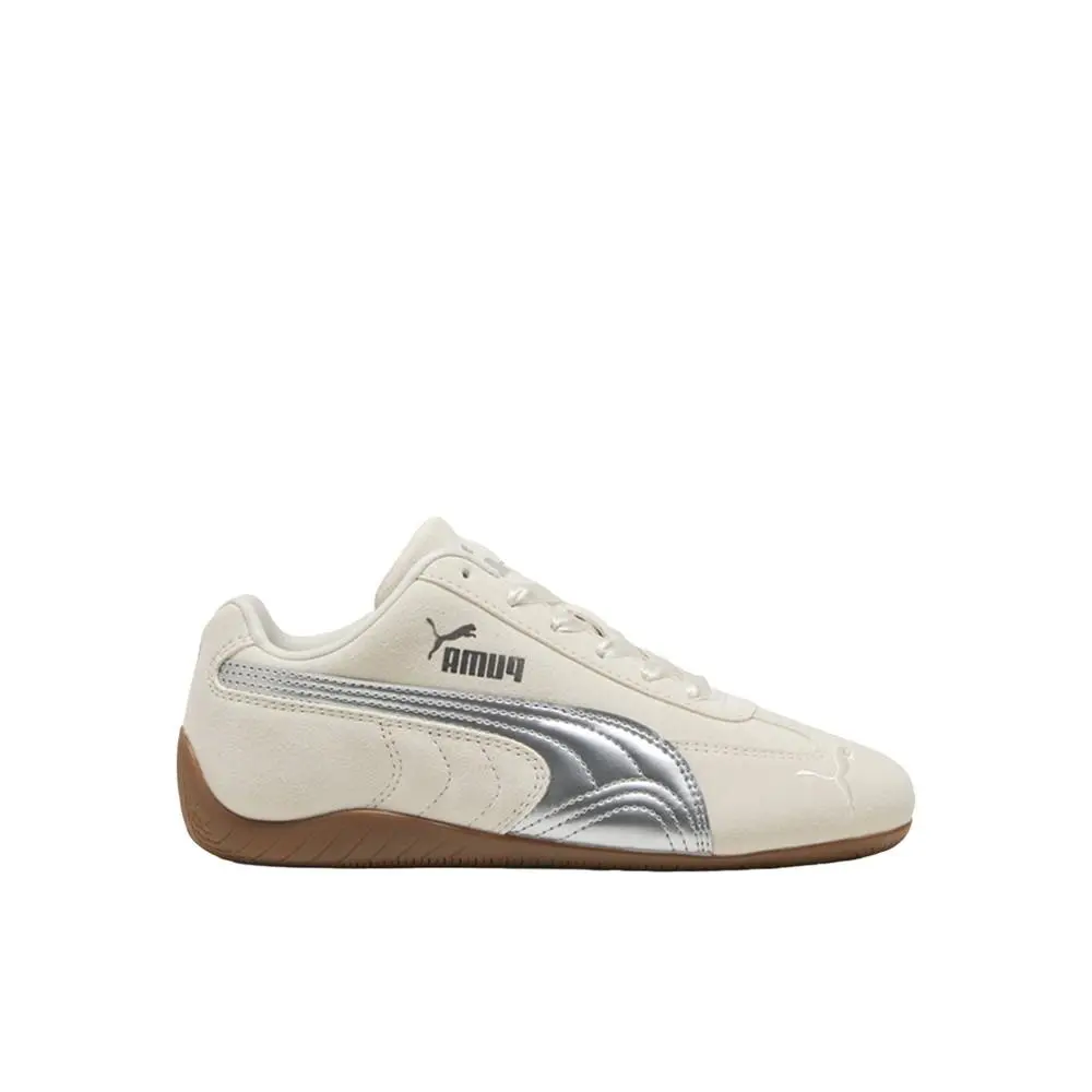 Puma Speedcat Metallic Lace Up Youth Girls Off White Silver Sneakers Casual Sh