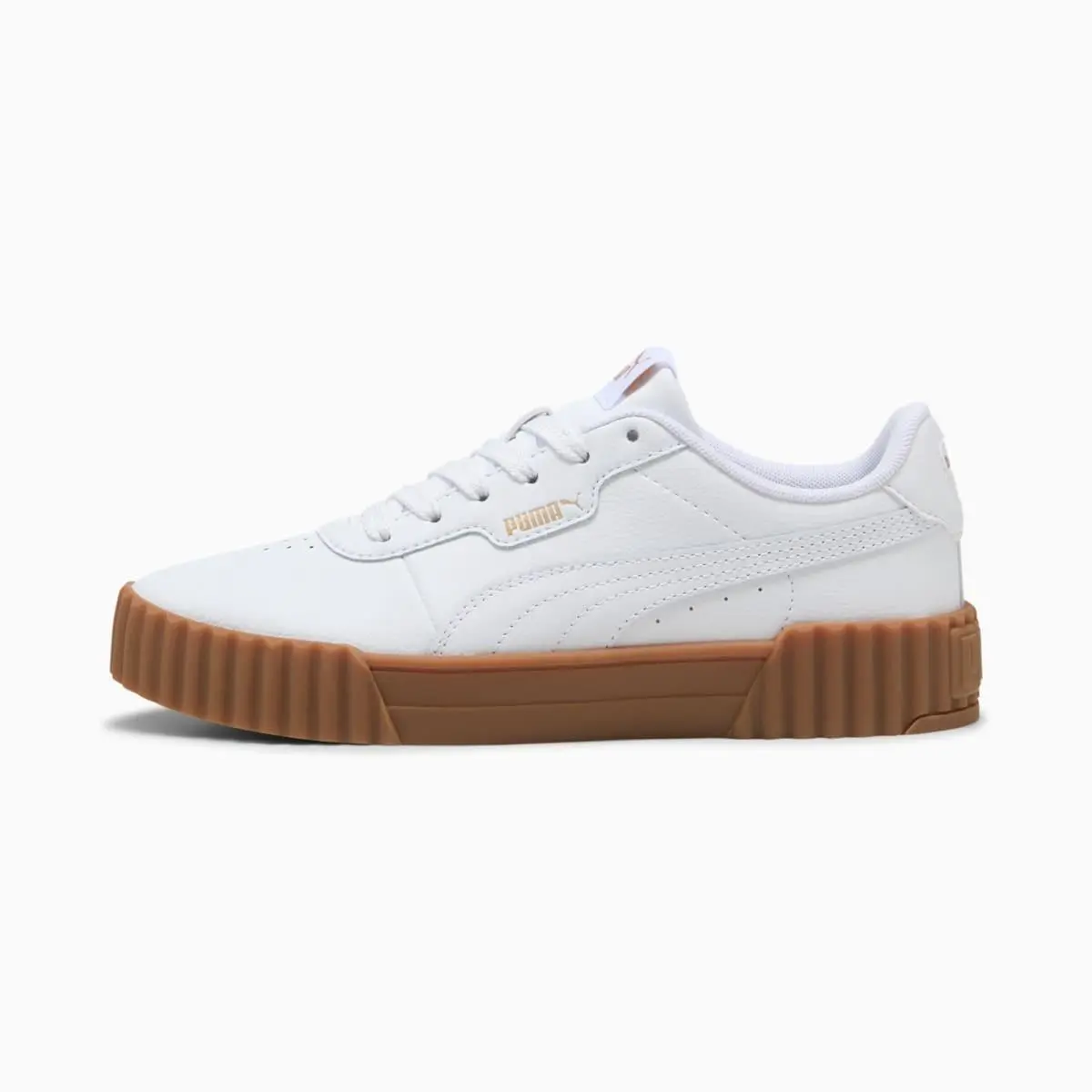 Womens Carina 3.0 Lace Up Sneakers Shoes Casual  White/puma Gold/gum by Puma