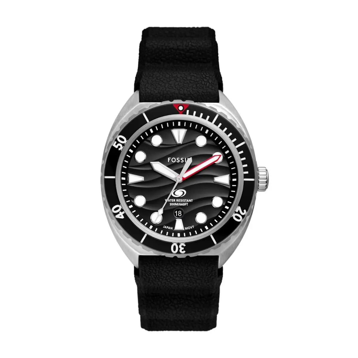 Fossil Men`s Breaker Quartz Stainless Steel Black Silicone/silver/black