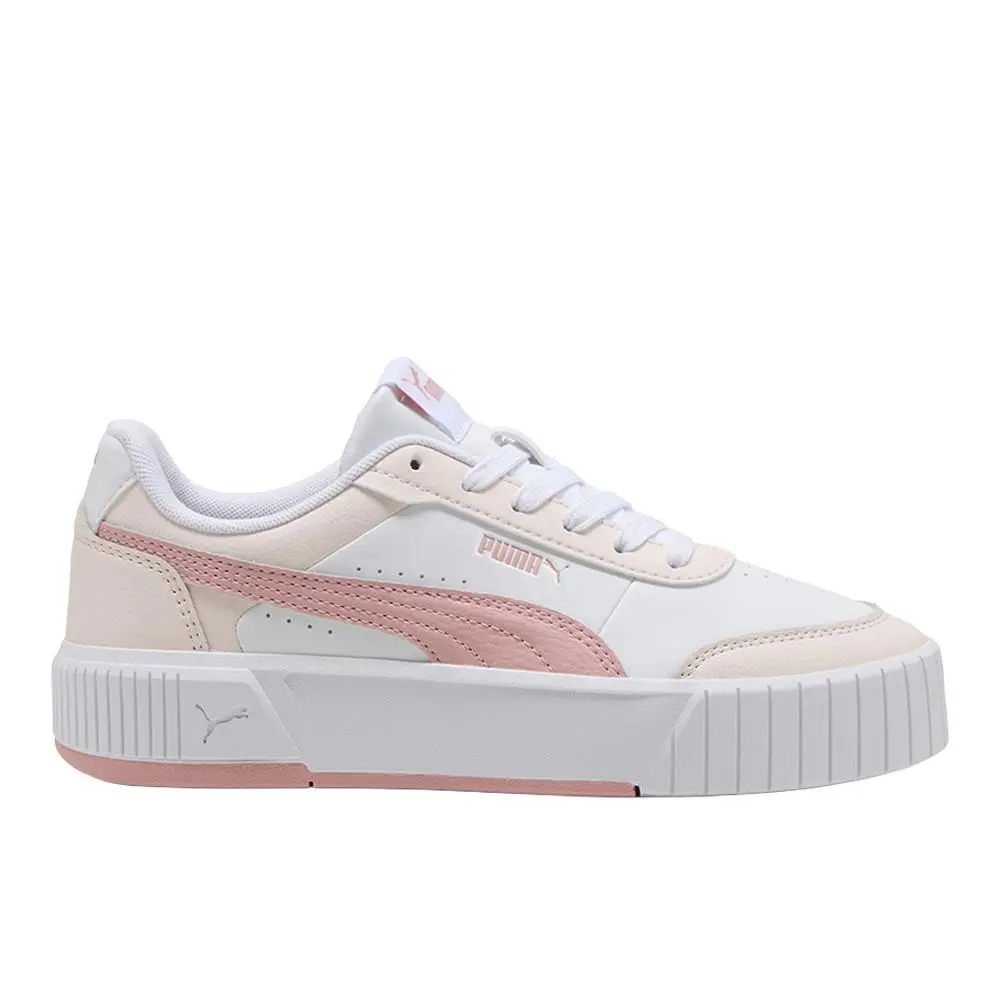 Puma Carina Mia Lace Up Womens Pink White Sneakers Casual Shoes 40263717