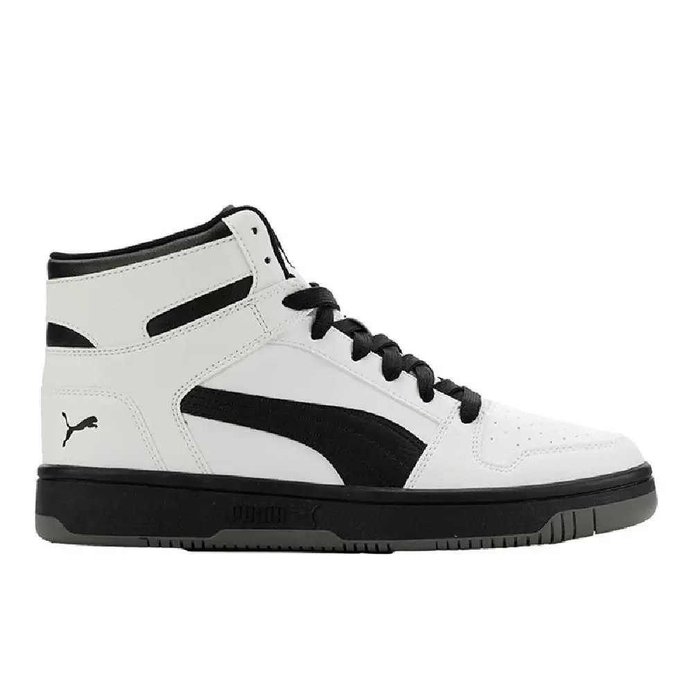 Men`s  Rebound Layup Mesh White-black-flat Medium Gray 409648 02 by Puma
