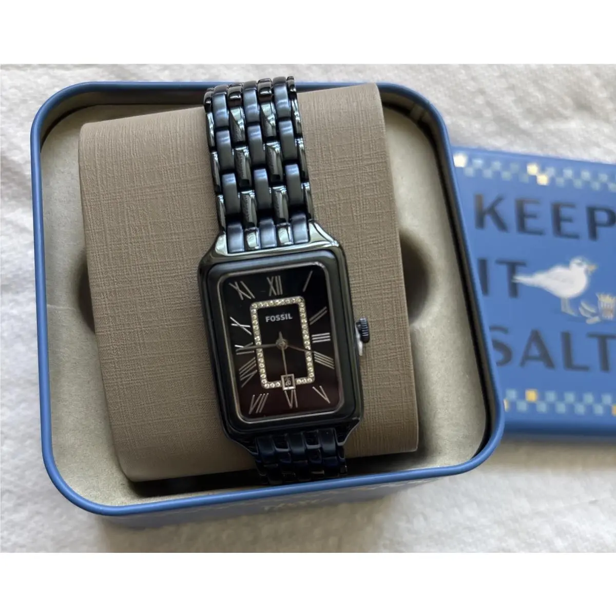 Women`s Raquel Quartz Three-hand Navy Stainless Steel Bracelet Watch by Fossil