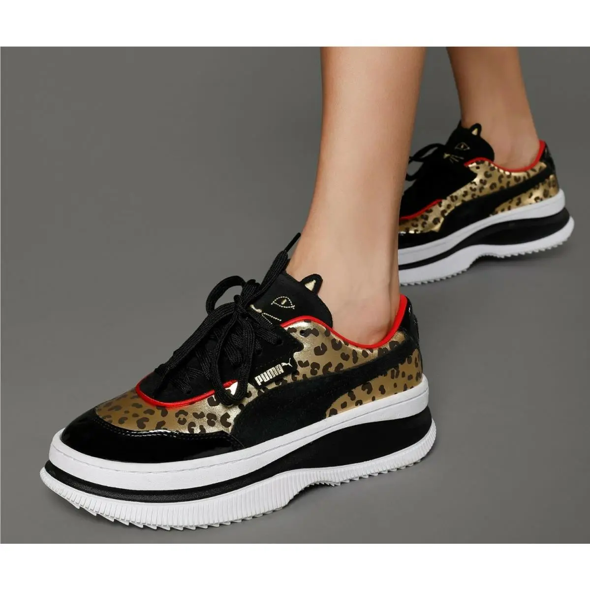 X Charlotte Olympia Deva Charlotte Women`s Black Red White Gold Sneakers by Puma