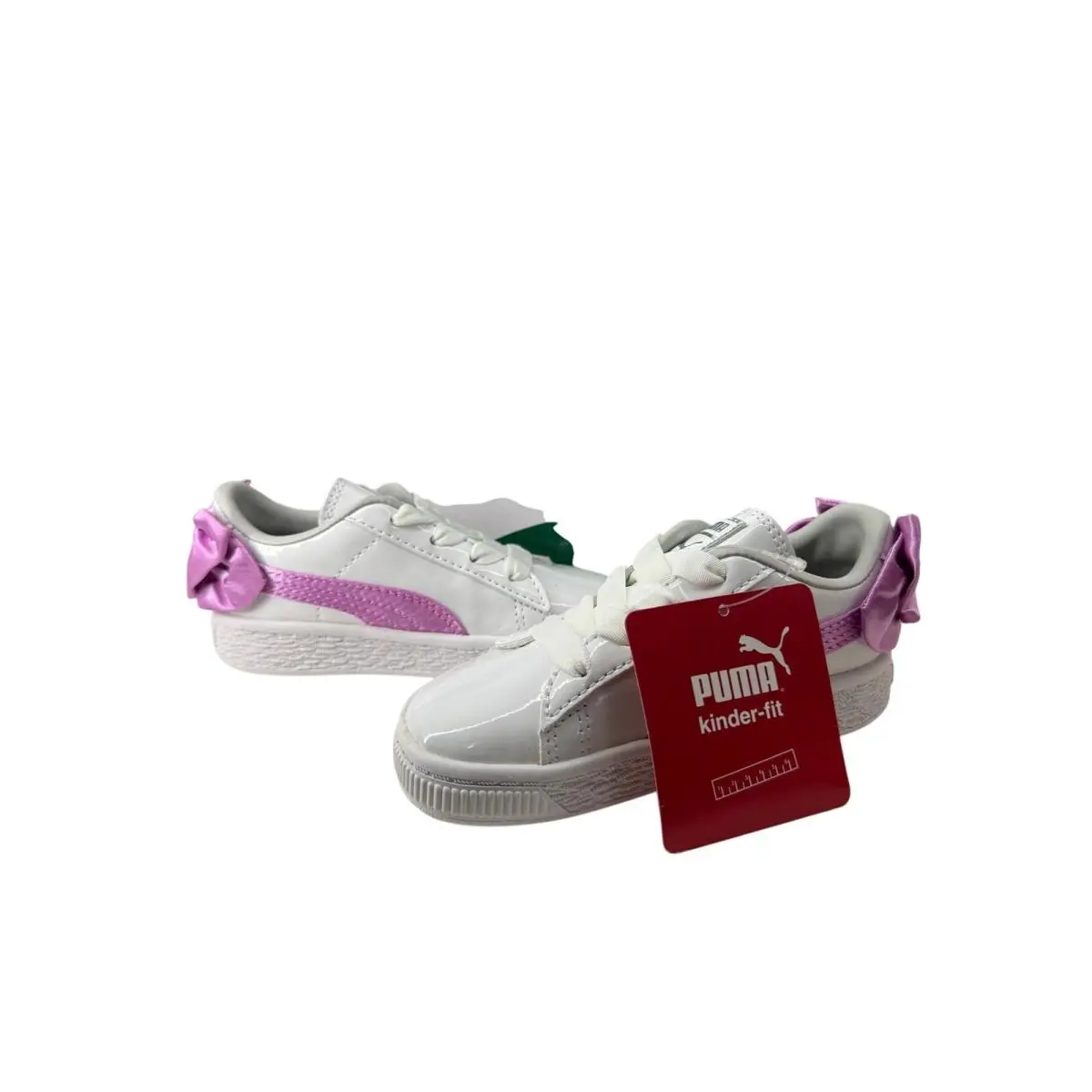 Kids Basket Bow Patent AC White/orchid/gray/violet Girls 8 by Puma