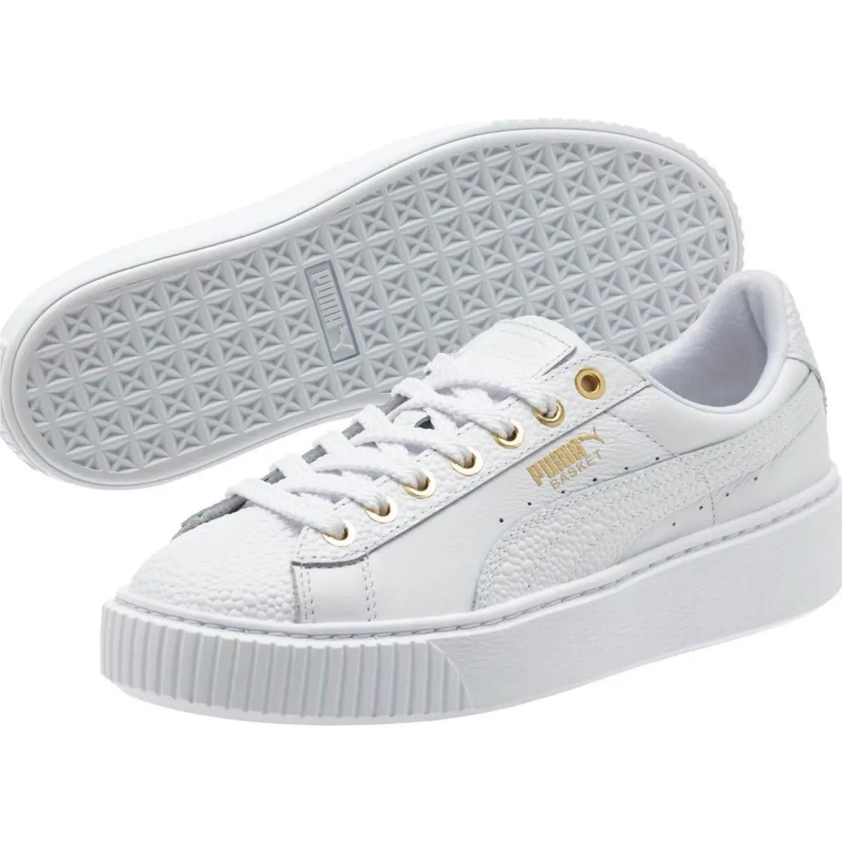 Basket Platform Pearlized 364233-01 White Gold Sneaker Women`s Size US 10.5 by Puma