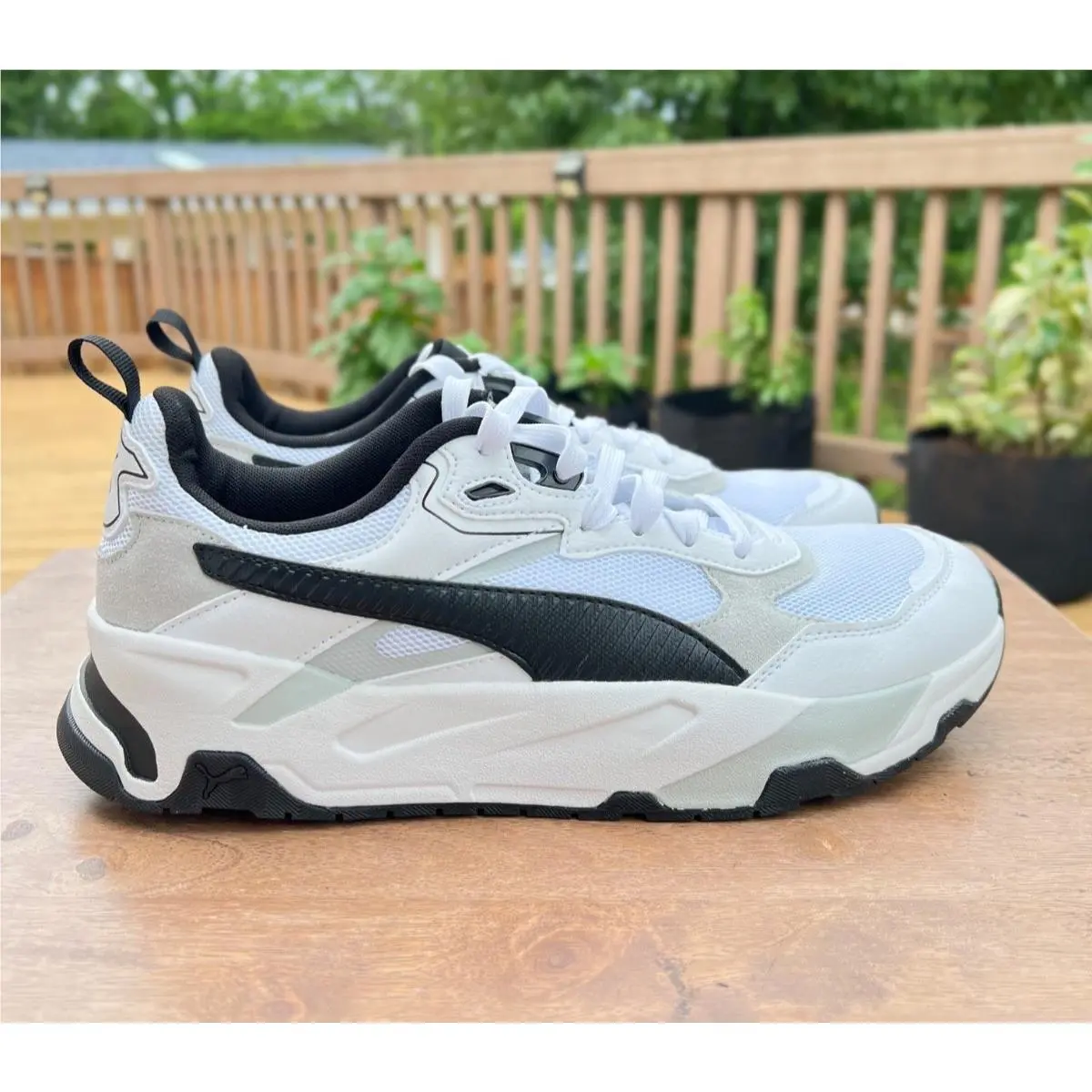Puma Trinity Men`s Size 11 White Black Gray Running Sneakers 389289-01