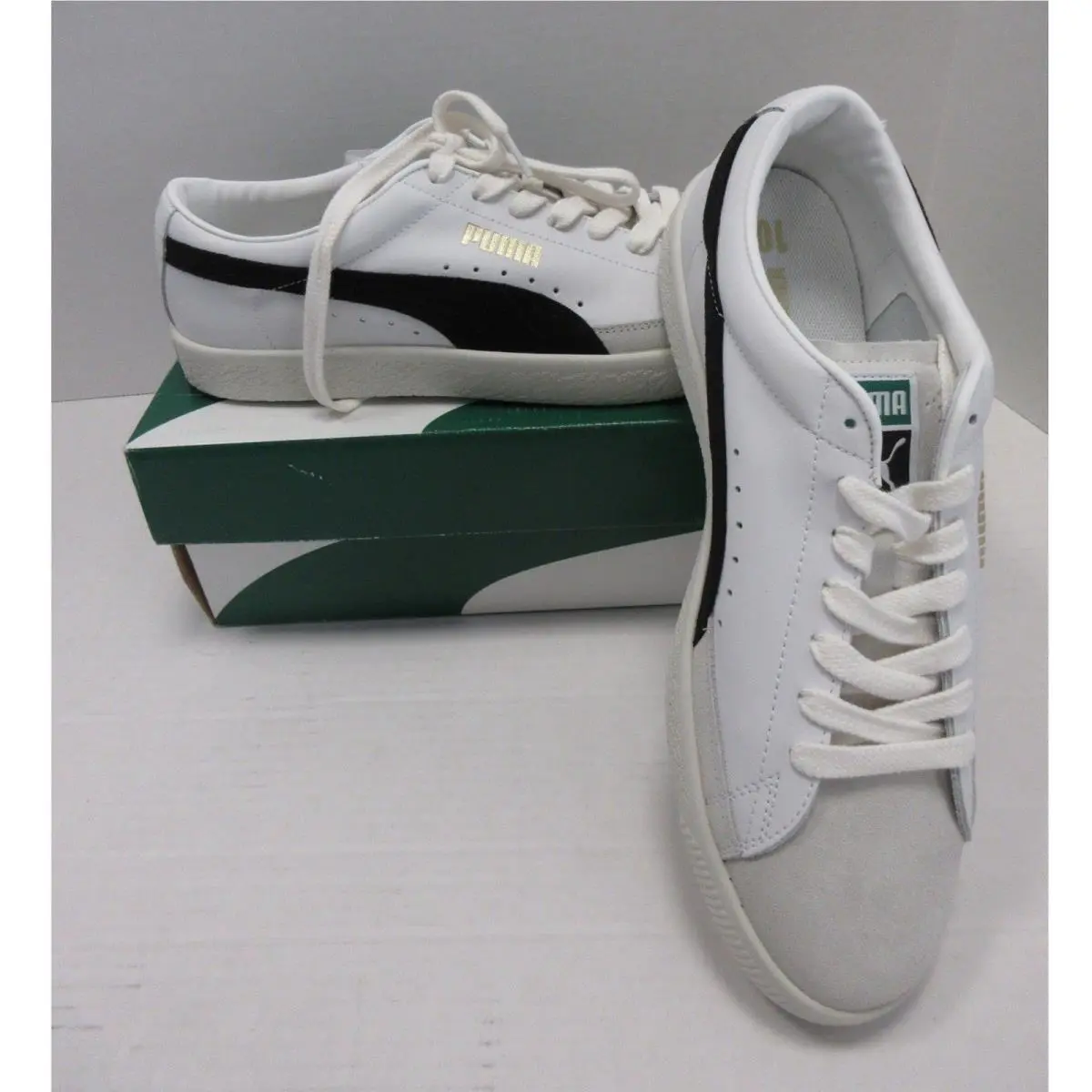 Sneakers Men 11 White Basket Vtg Leather Low Top Lace Up Deadstock by Puma