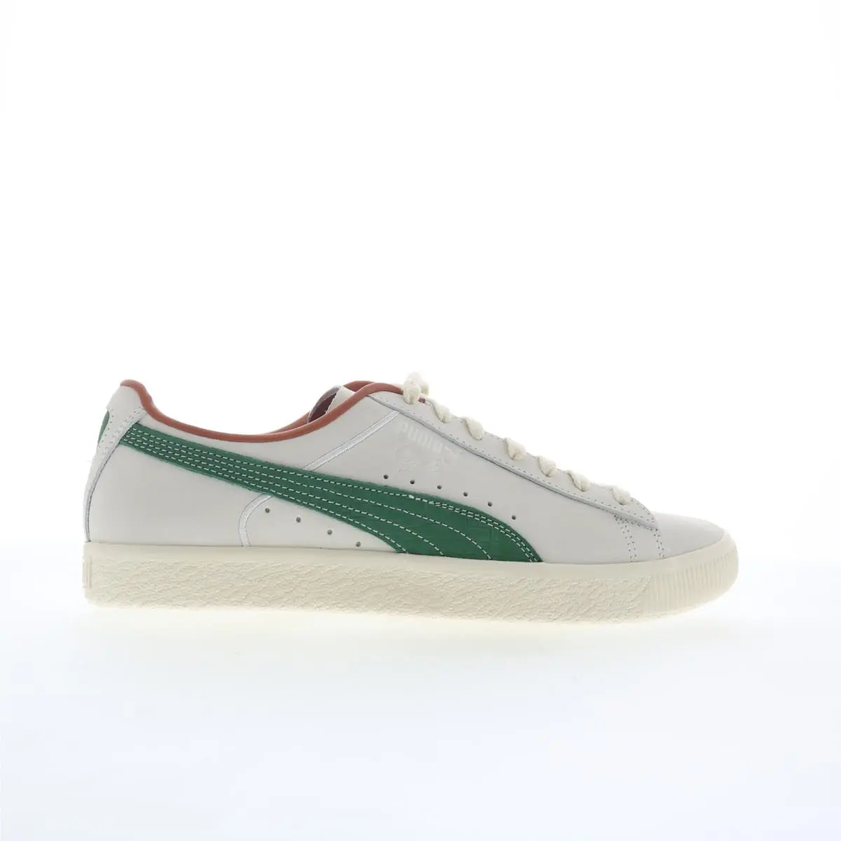 Puma Clyde FG 39113501 Mens Beige Leather Lace Up Lifestyle Sneakers Shoes 9.5