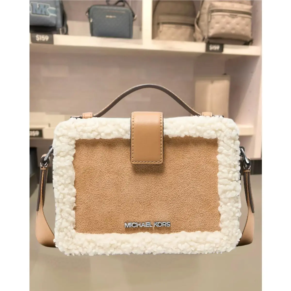 Cooper Men Suede Sherpa Lunch Box Crossbody Bag Variation by Michael Kors