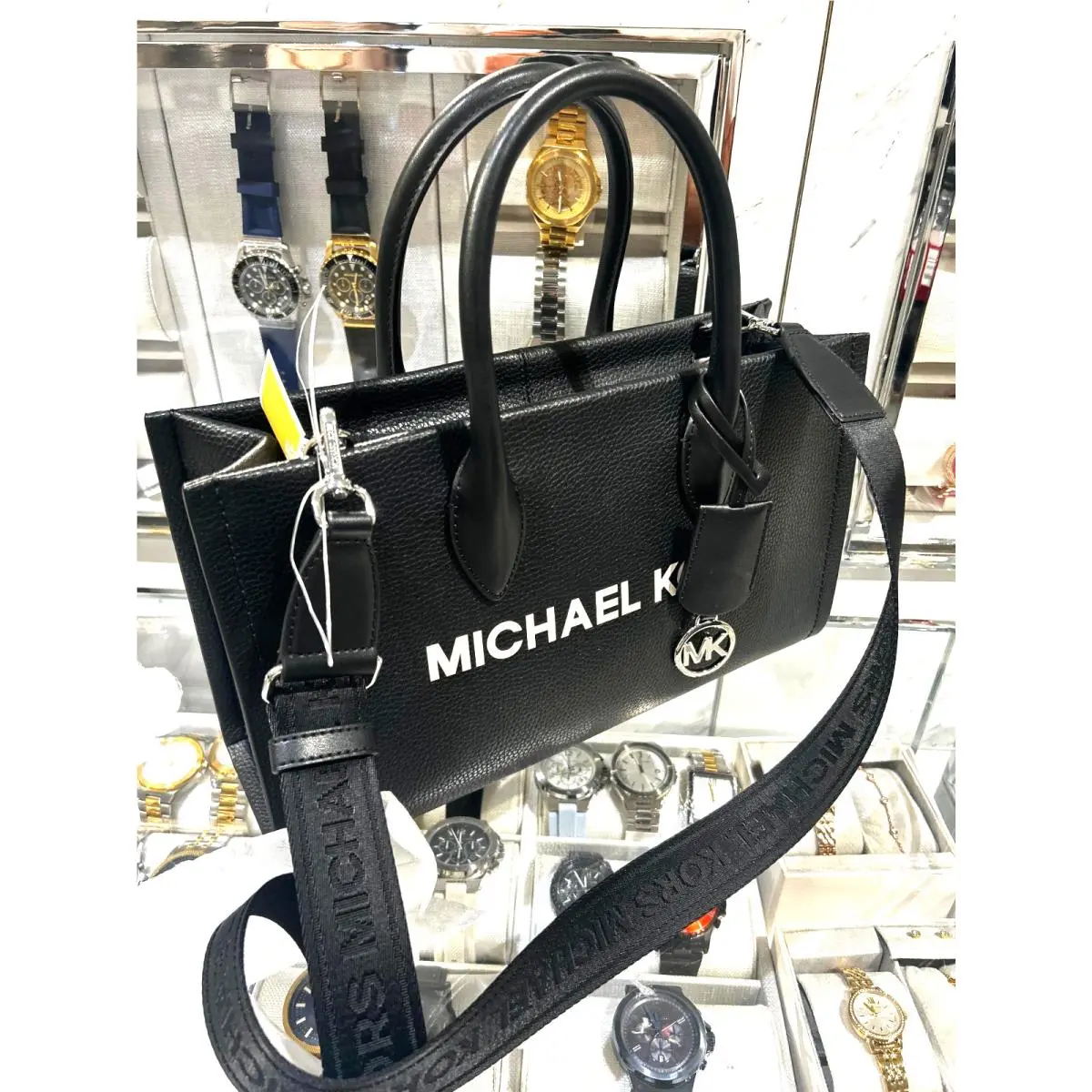 Mirella Lady Medium Crossbody Leather Satchel Shoulder Bag Handbag BLACK by Michael Kors