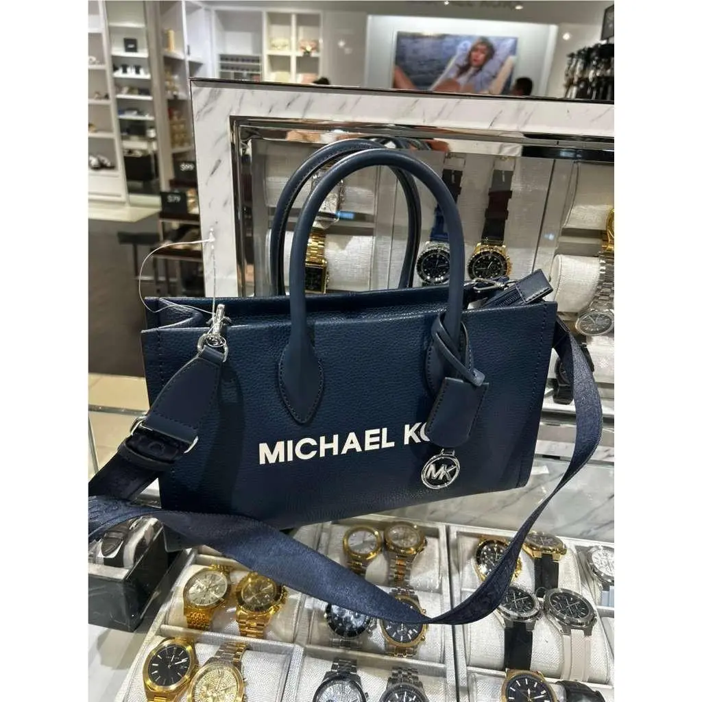 Mirella Lady Medium Crossbody Leather Satchel Shoulder Bag Handbag NAVY by Michael Kors