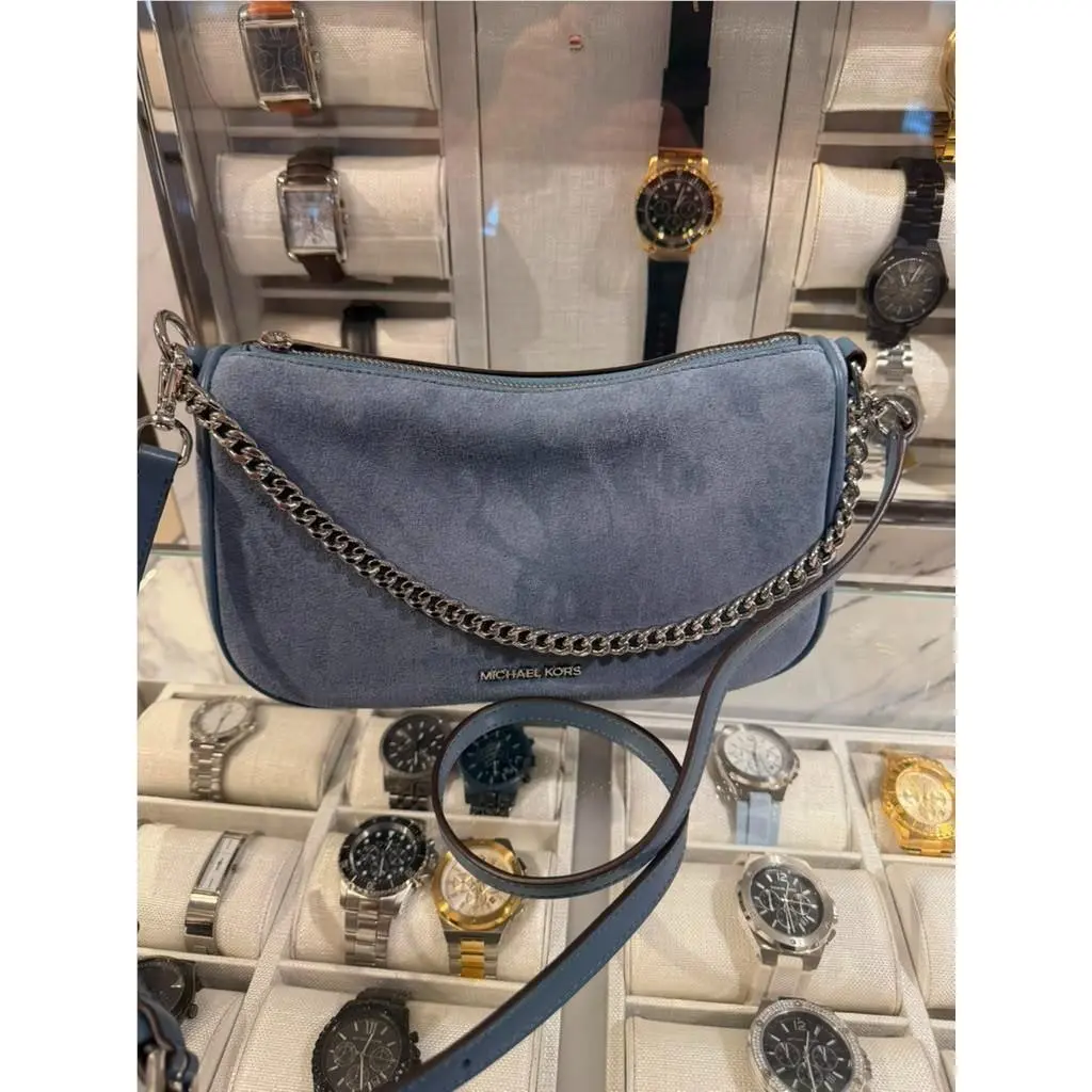 Carmela Medium Suede Convertible Shoulder Bag Women Handbag Purse by Michael Kors