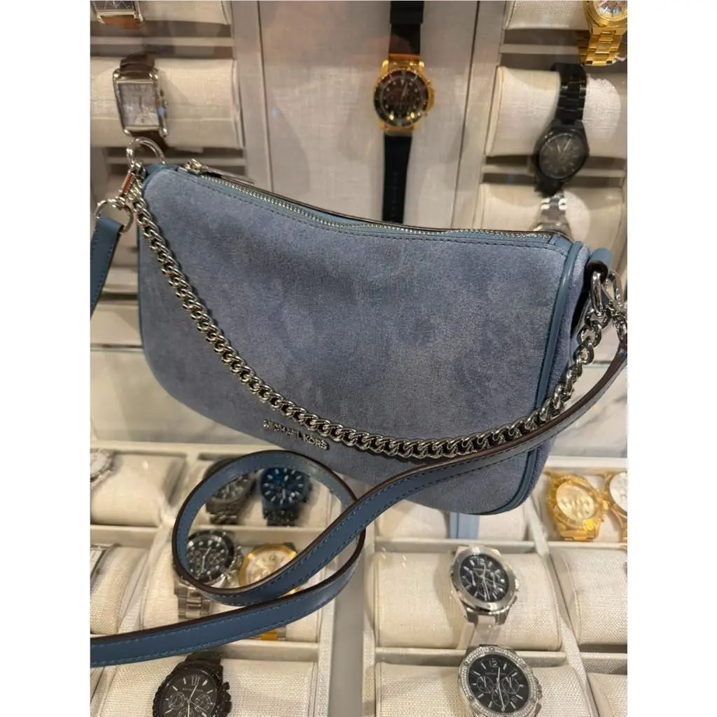 Carmela Medium Suede Leather Shoulder Bag Crossbody Handbag Purse by Michael Kors