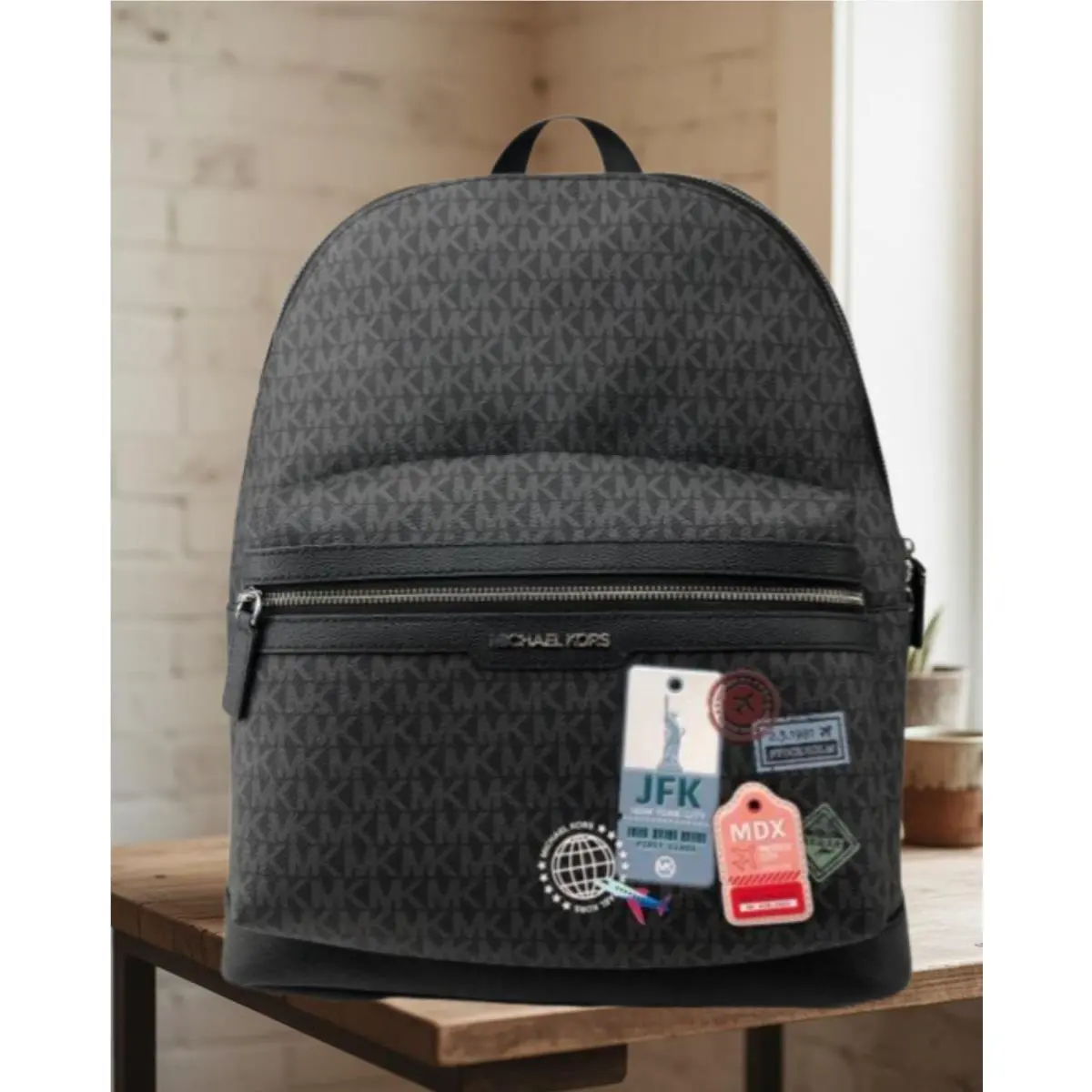 Cooper Men Medium MK Signature Travel School Fashion Backpack Bag BLACK by Michael Kors