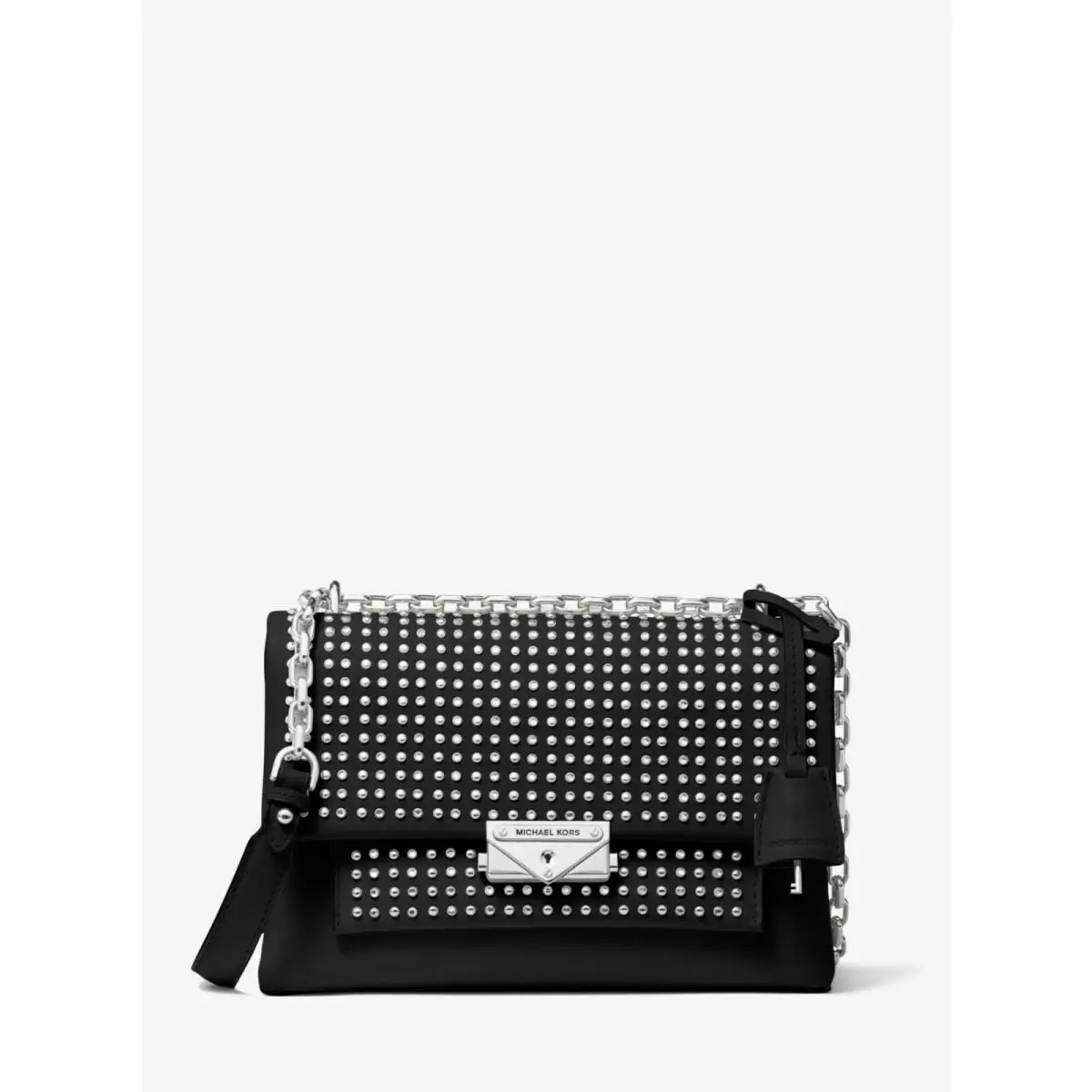 Cece Medium Studded Leather Convertible Shoulder Bag Black by Michael Kors