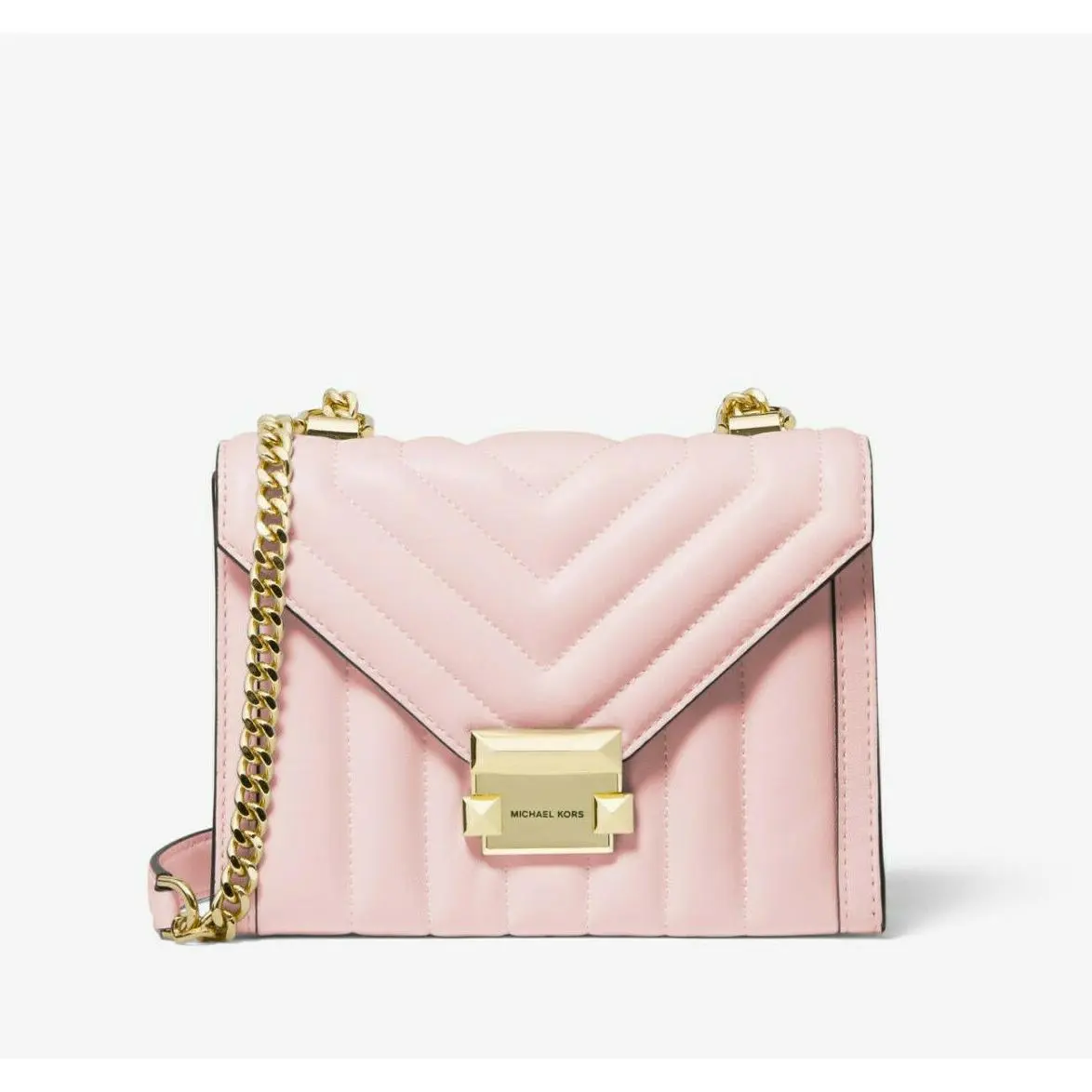 Michael Kors MK Whitney Small Quilted Leather Convertible Shoulder Bag Pink