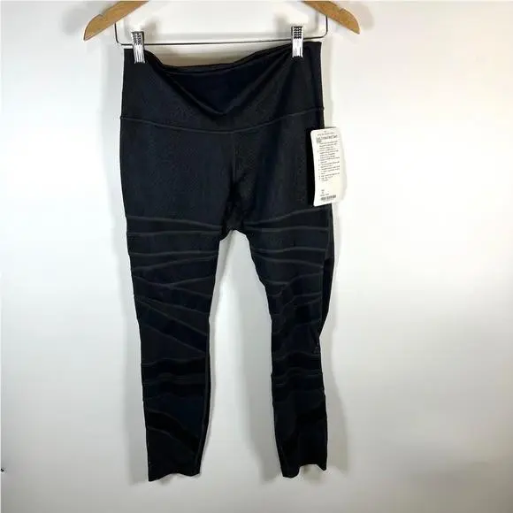 Lululemon High Times Pant Tech Mesh Black Snake Print High Rise 7/8 Length Sz 10