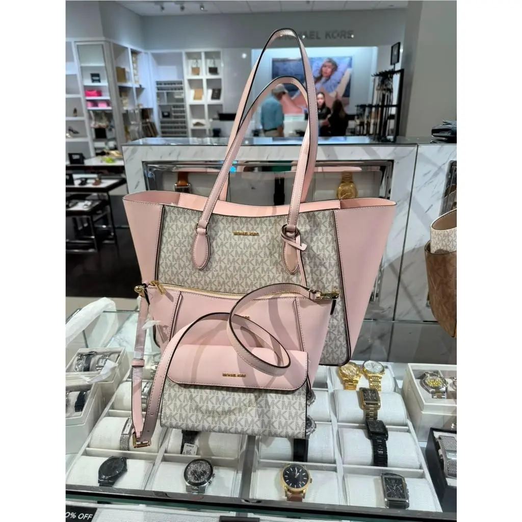Jet Set Large 3-in-1 Tote Bag Women MK Logo Handbag Powder Blush by Michael Kors