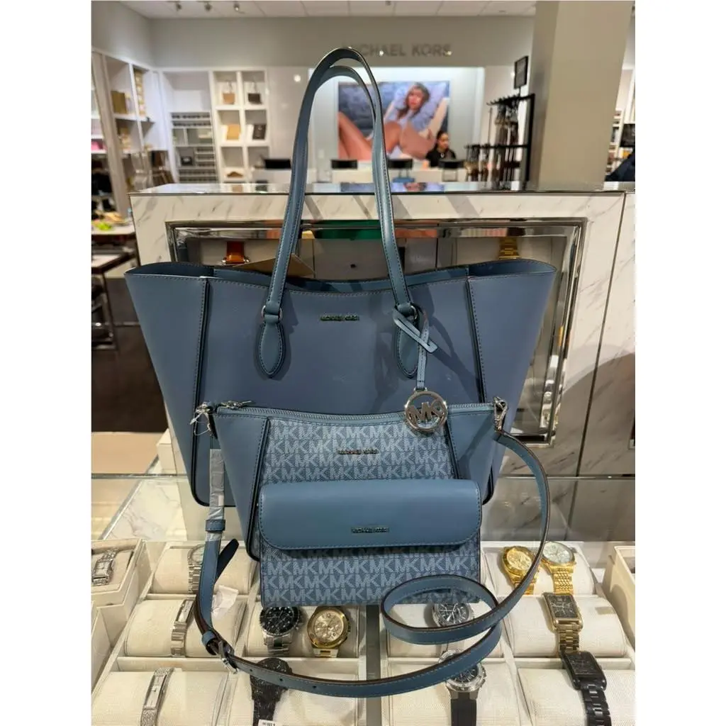 Jet Set Travel Large 3-in-1 Tote Bag Women PU Blend Handbag Denim by Michael Kors