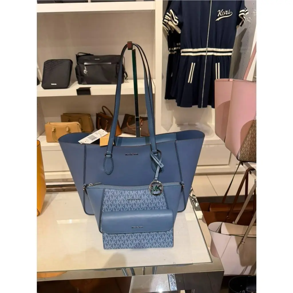 Michael Kors Jet Set Travel Large 3-in-1 Tote Bag Women Purse MK Handbag Denim