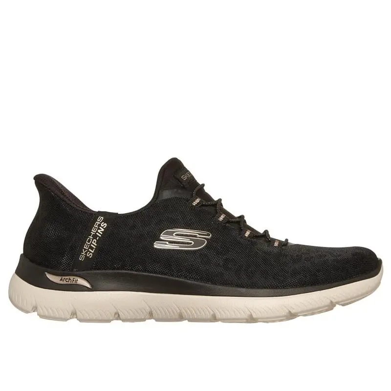 Skechers Women`s Arch Fit Summits Slip-ins Shoe Black/gold - 150750-BKGD Black/