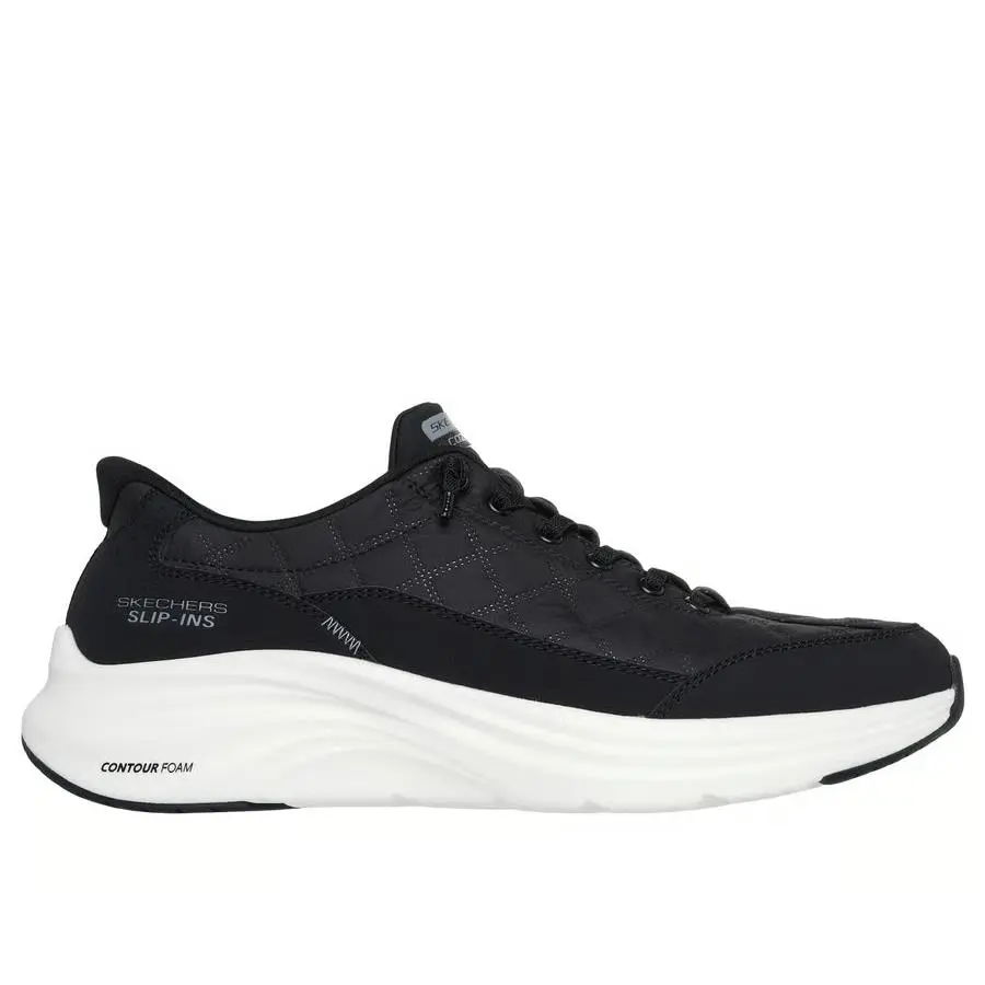 Shoes Men Cozy Fit Slip Ins Black White Soft Memory Foam Comfort 232619 by Skechers