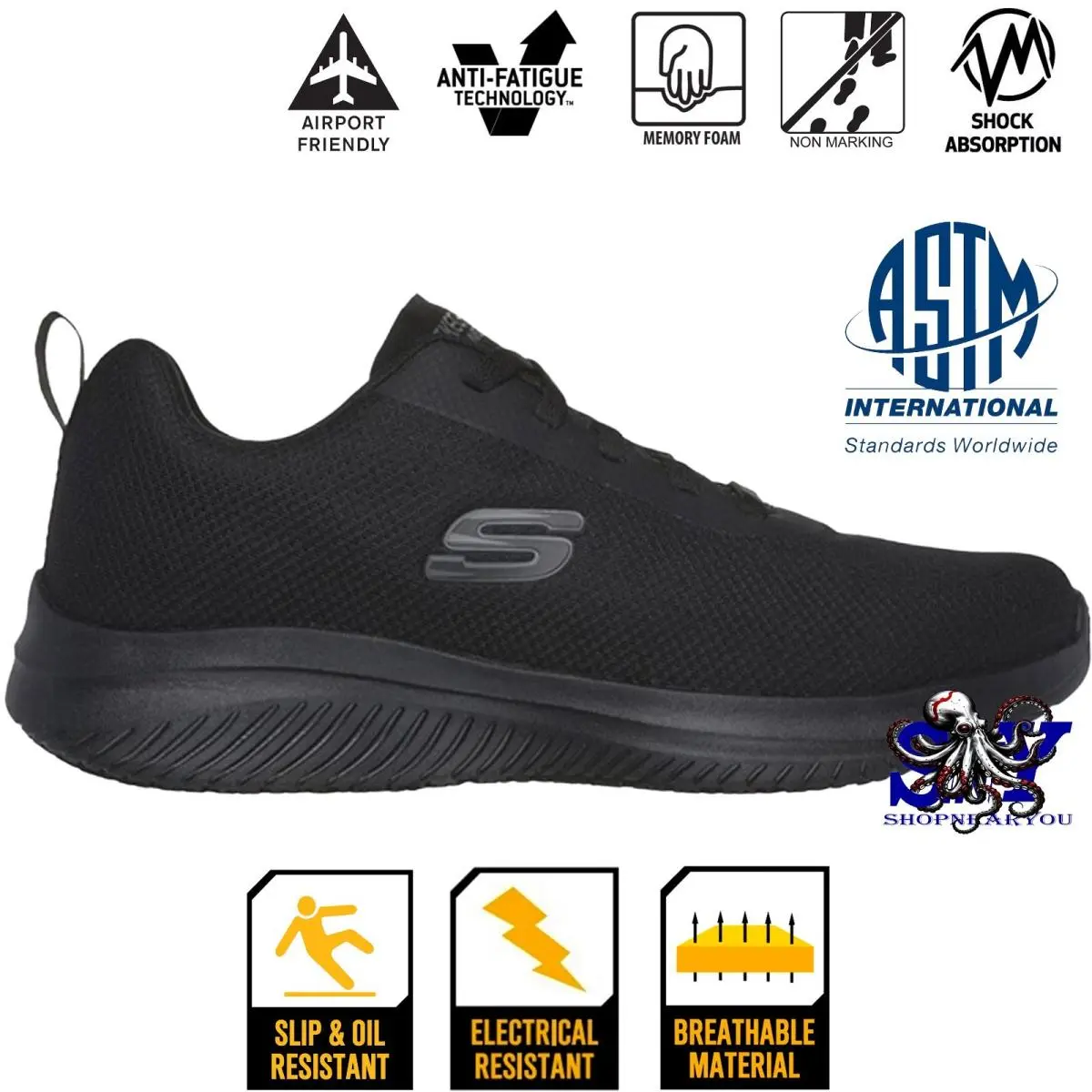 Skechers Men Work Relaxed Fit Ultra Flex 3.0 SR Slip Resistant Shoes 12W 13W