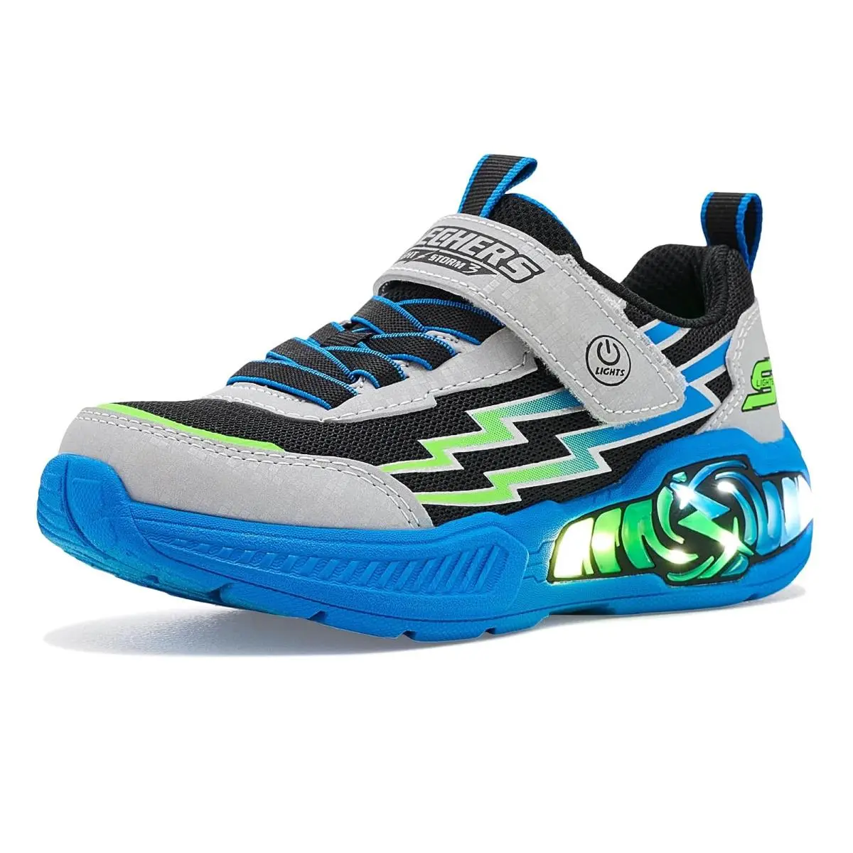 Boy`s Shoes  Kids Light Storm 3 400152L Little Kid/big Kid Silver/Multi by Skechers