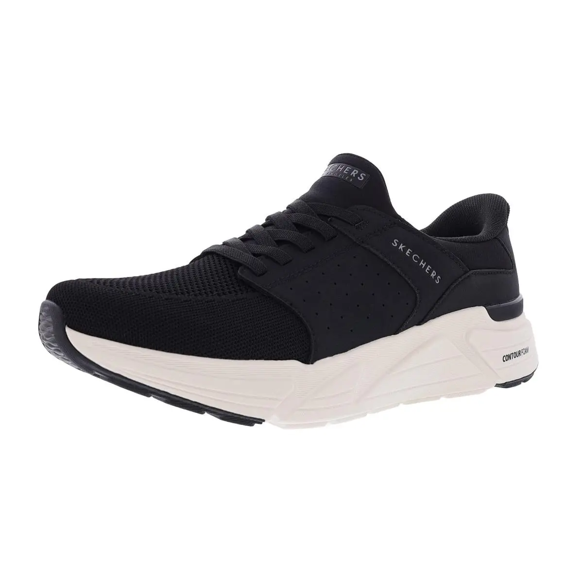 Men`s Rovino Lite-dress IN Knit 183432W/BLK Wide Width Walking Shoes Black by Skechers