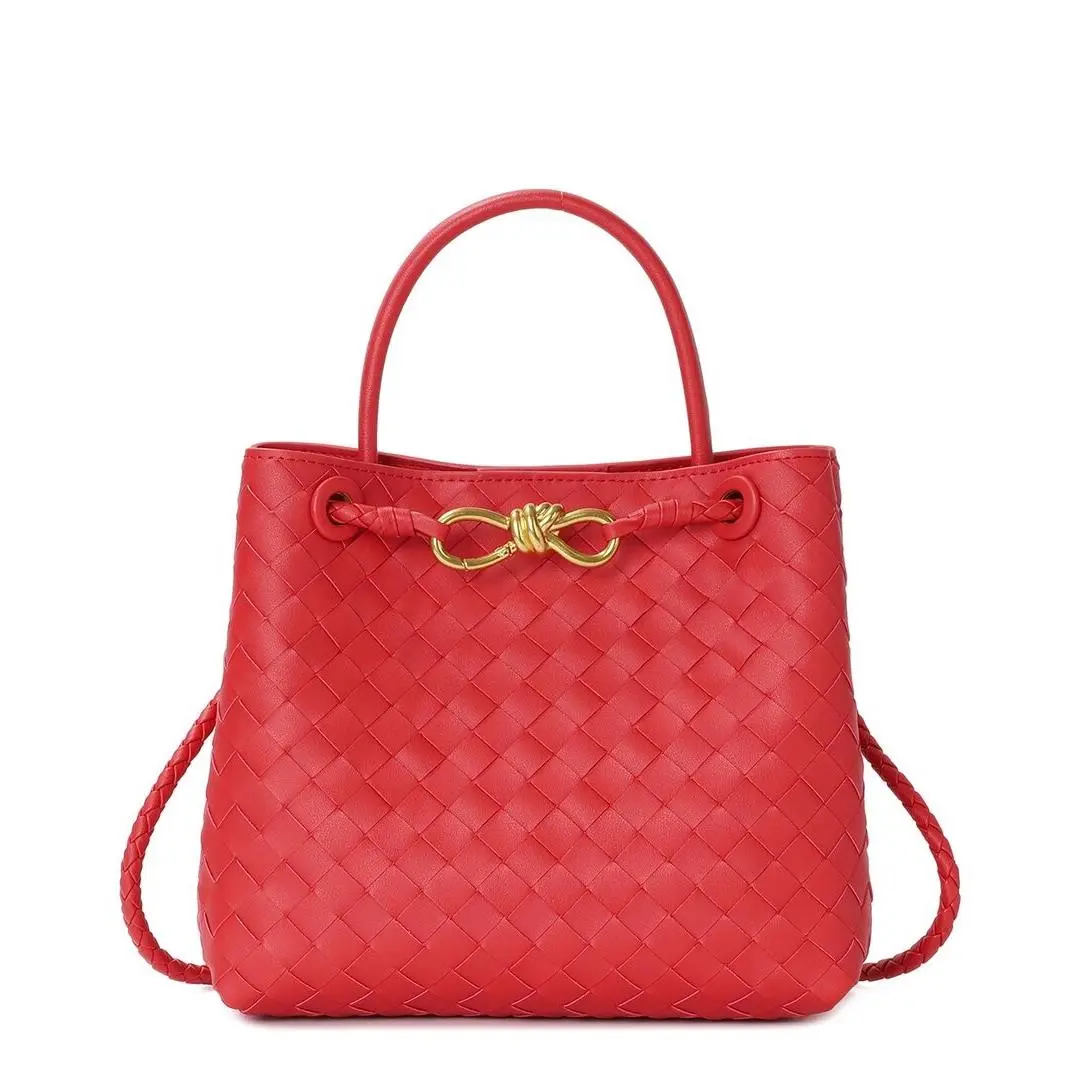 Tiffany Fred Paris Woven Leather Top Handle Bag Women`s Red by Tiffany & Co.