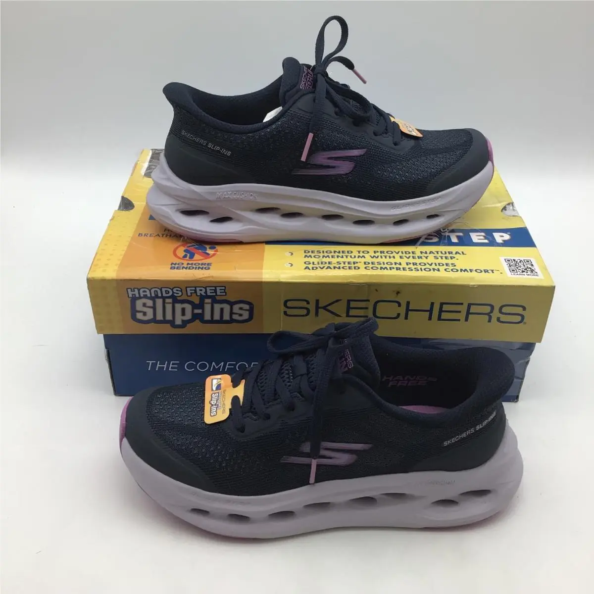 Skechers Slip-ins Max Cushioning Glide Step Hartford Navy Purple Size 6.5