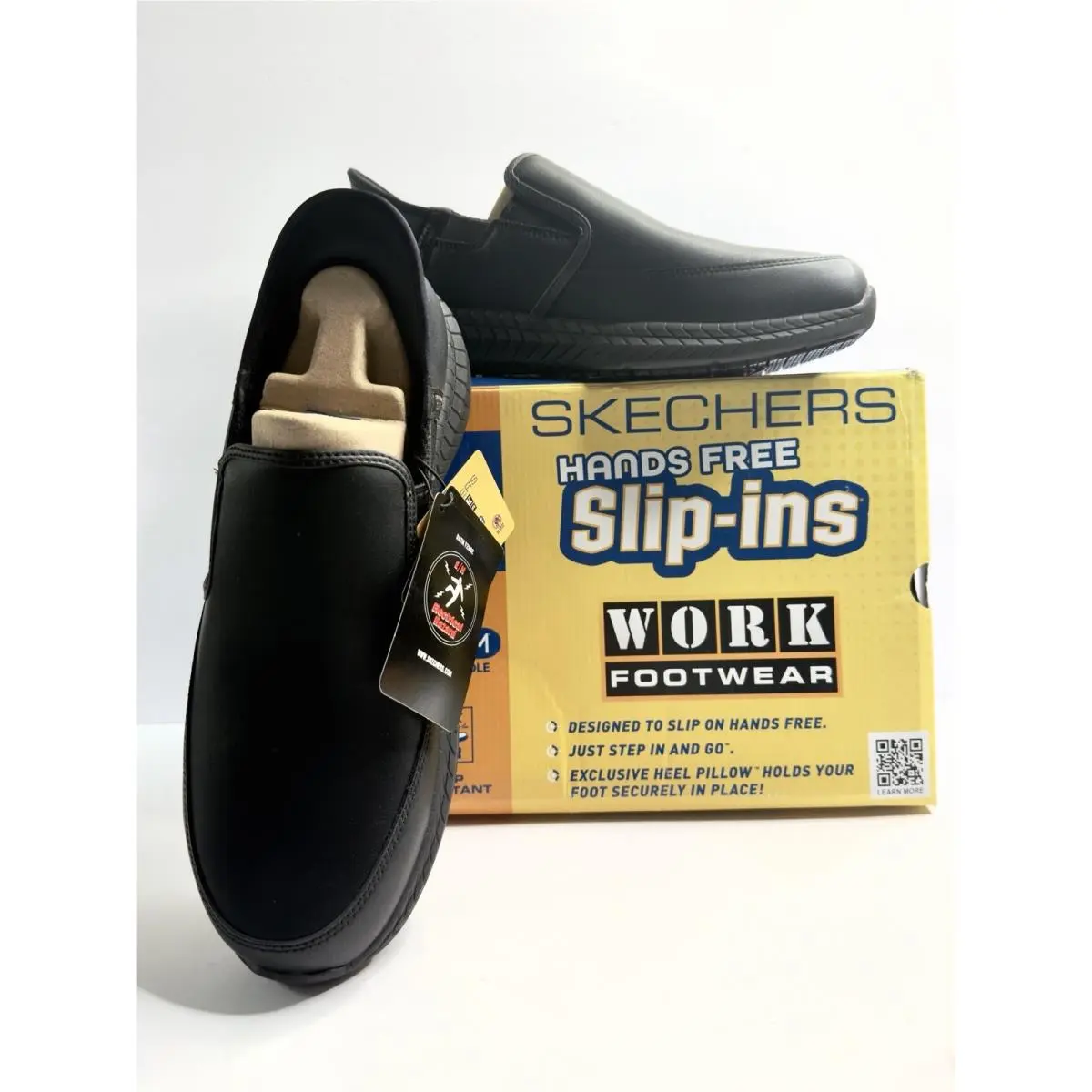 Skechers Work Footwear Memory Foam Slip-ins Black Slip ON Size 13 Shoes Box