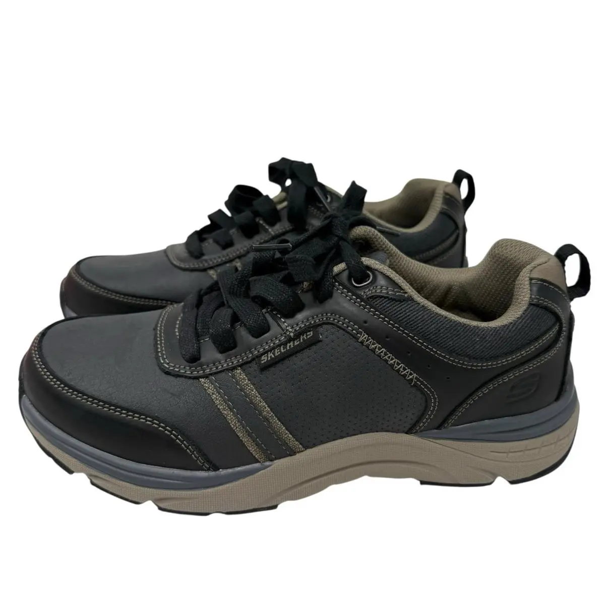 Skechers Men’s Size 7 Sentinal Lunder Sneakers Relaxed Fit Leather Black