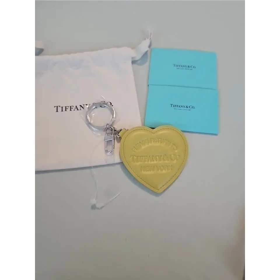 Tiffany Co. Return to Tiffany Heart Leather Bag Charm Key Ring Yellow Italy by Tiffany & Co.
