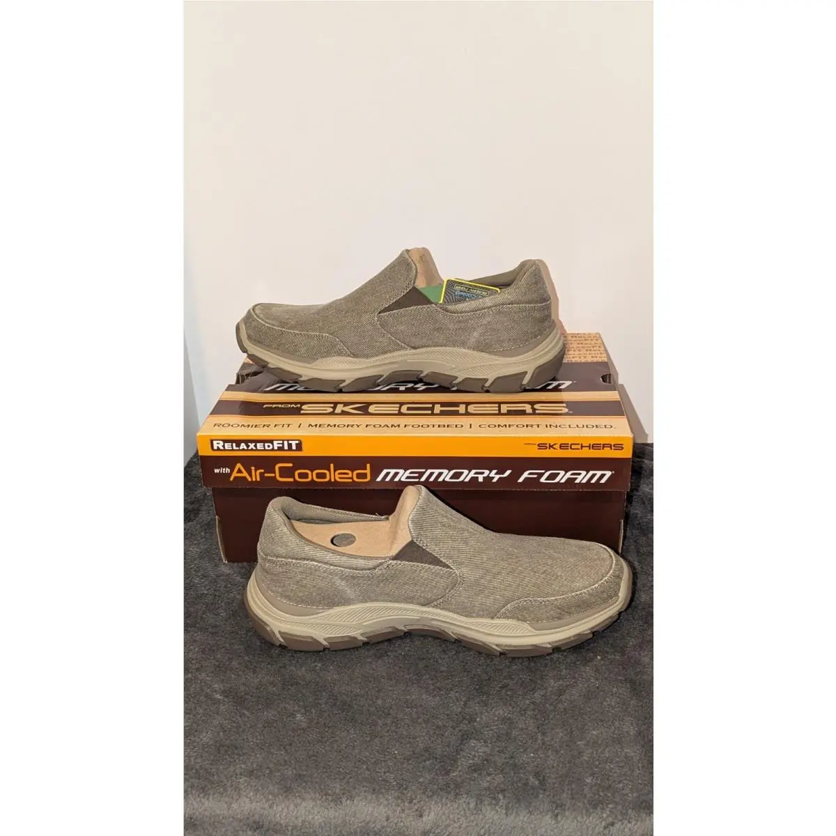 Skechers Men`s Slip-on Respected-fallston Taupe Shoes Size 11 204387/TPE