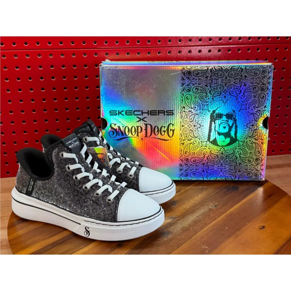 Skechers Snoop Dogg Slip Ins Snoop One Disco Gitter Leopard Sneaker Shoe Sz 8.5