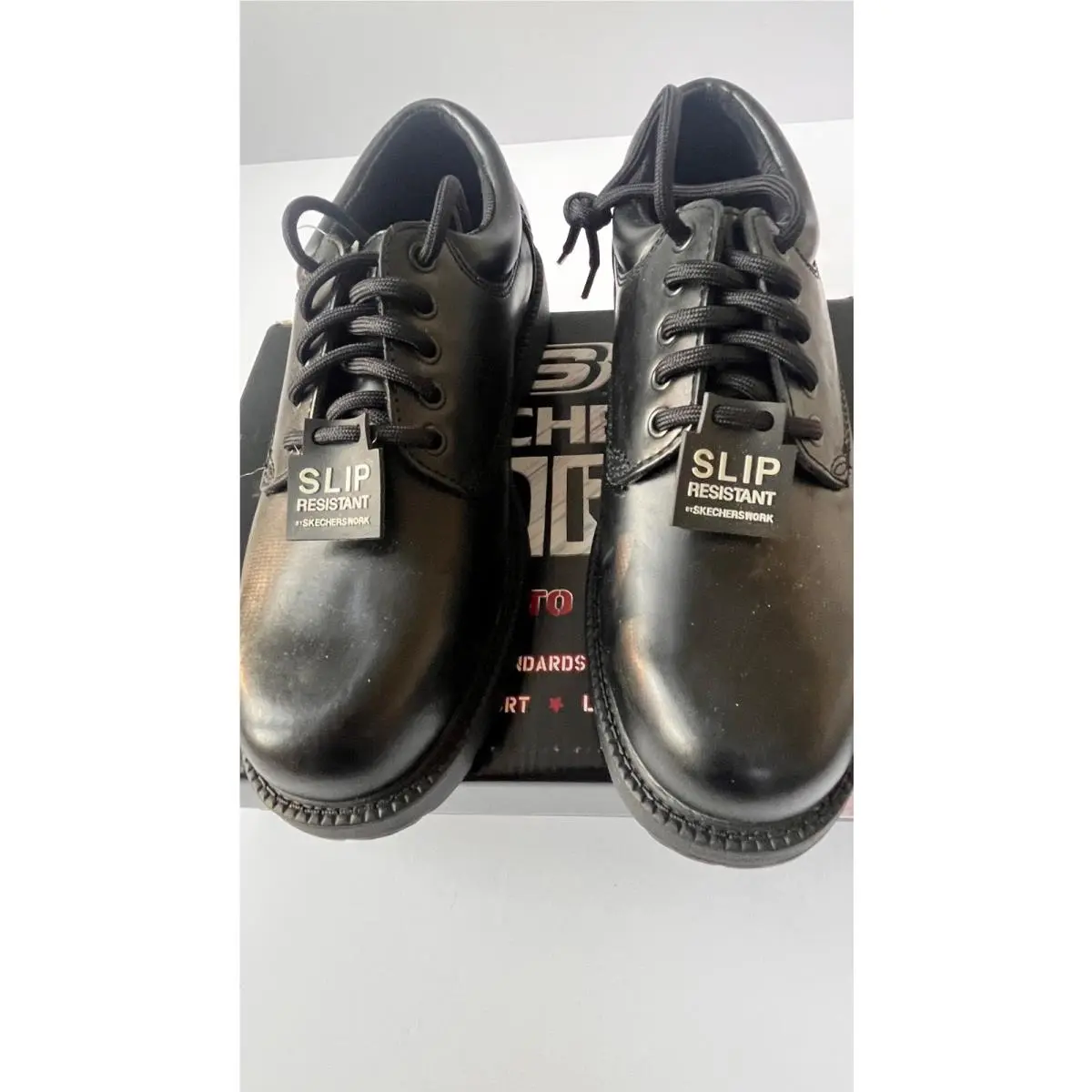 Skechers Work Shoes 4296 Bwxv Men’s Size 9 Black Leather Slip Resistant