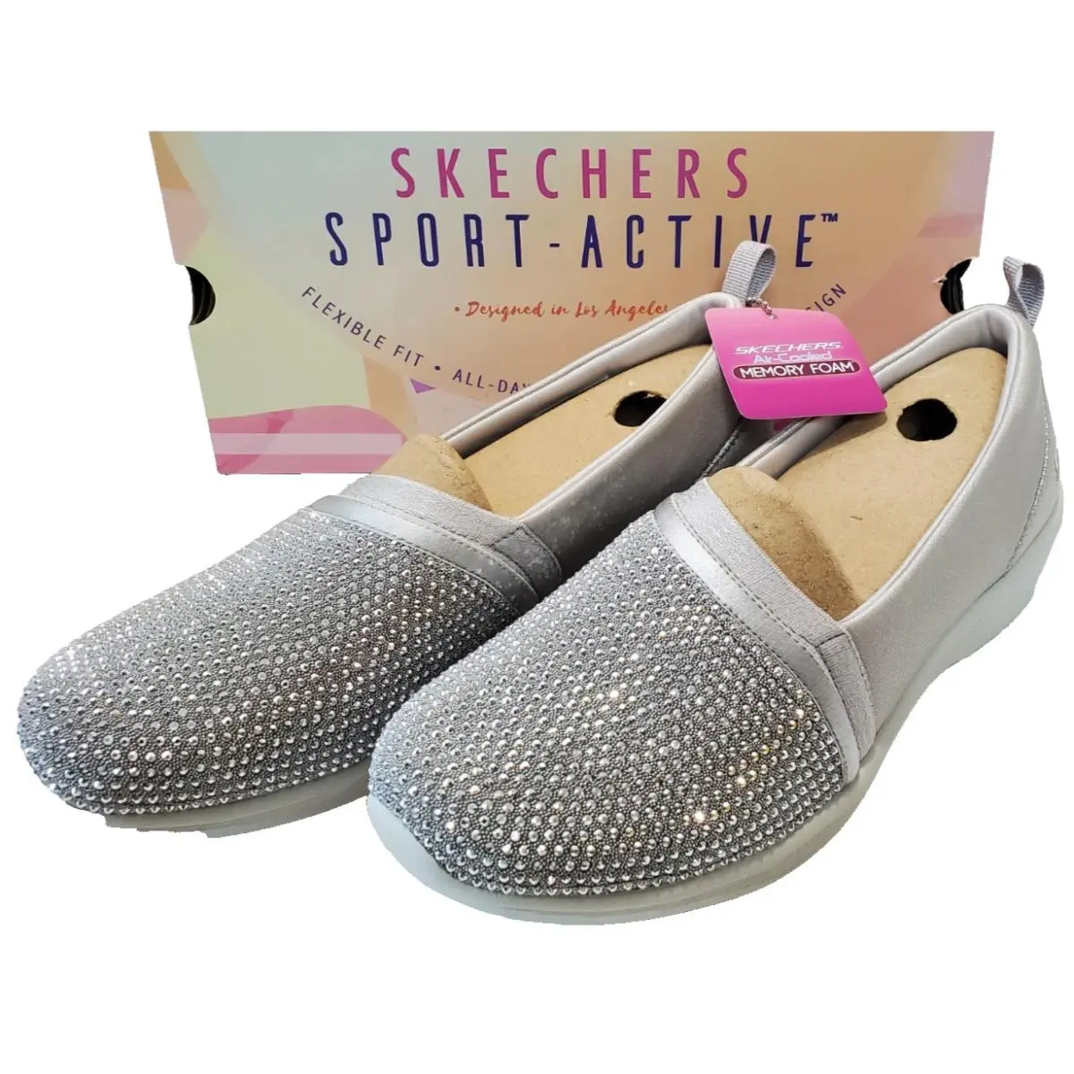 Skechers shoes - SKECHERS SPORT ACTIVE ~ ARYA SHINE AND GLOW - Gray, s: Gray Silver (UPC: 194880080150) 8