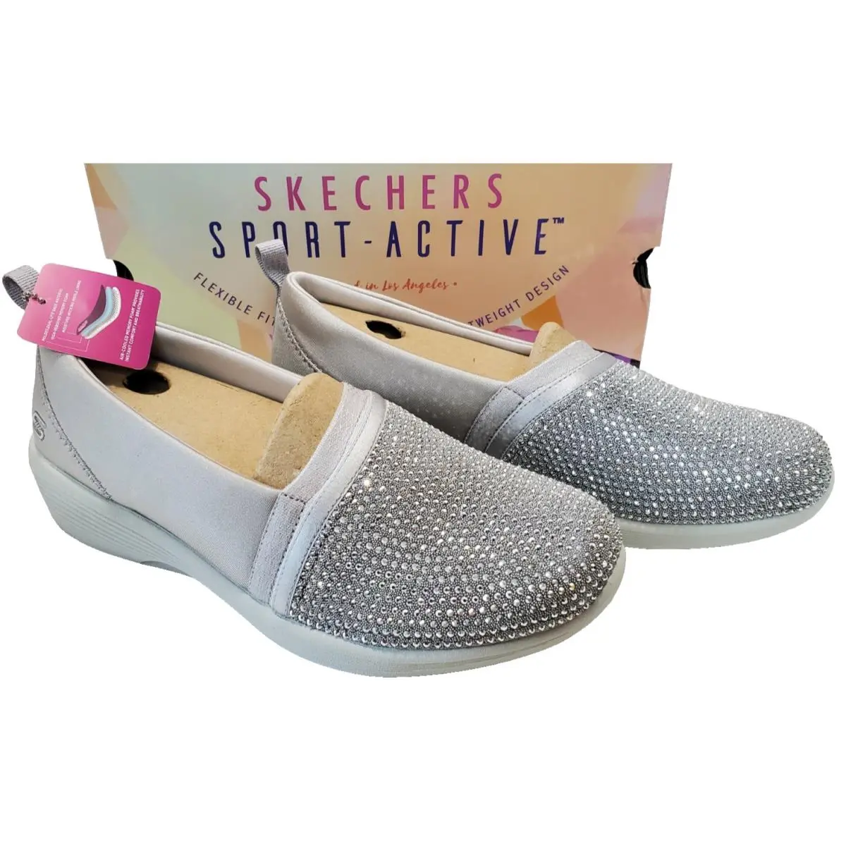 Skechers shoes - SKECHERS SPORT ACTIVE ~ ARYA SHINE AND GLOW - Gray, s: Gray Silver (UPC: 194880080150) 1