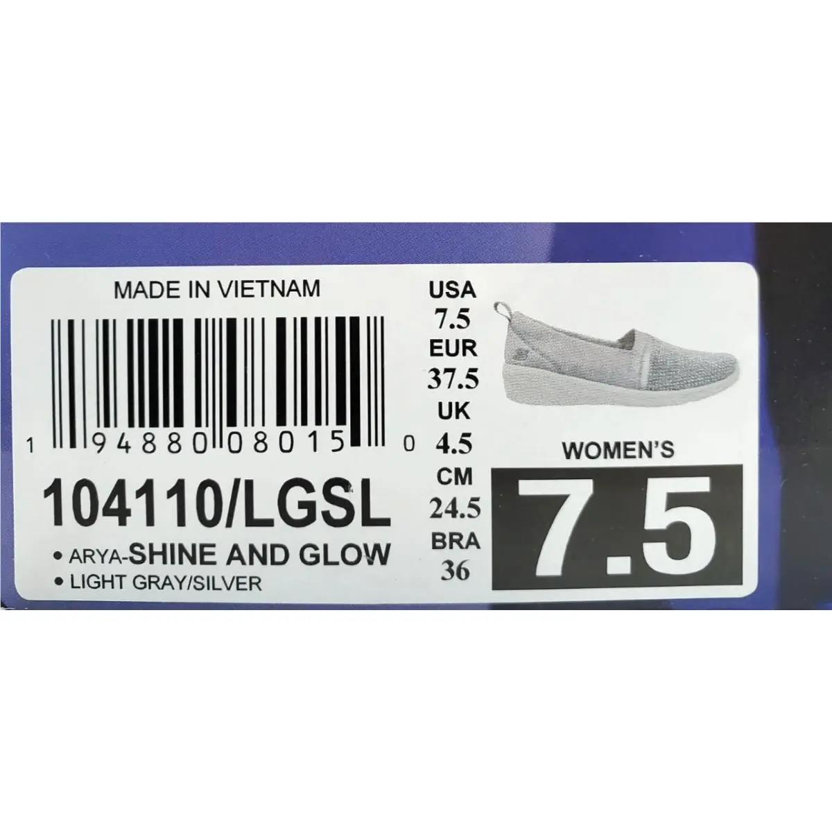 Skechers shoes - SKECHERS SPORT ACTIVE ~ ARYA SHINE AND GLOW - Gray, s: Gray Silver (UPC: 194880080150) 7