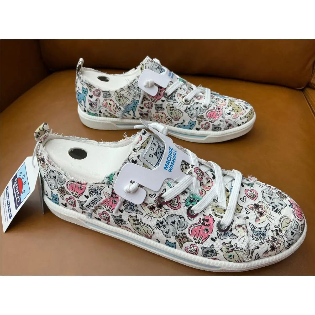 Skechers Bobs B Cute 2.0 Kitten Around Womens 7 White Multi 114339 Slip On