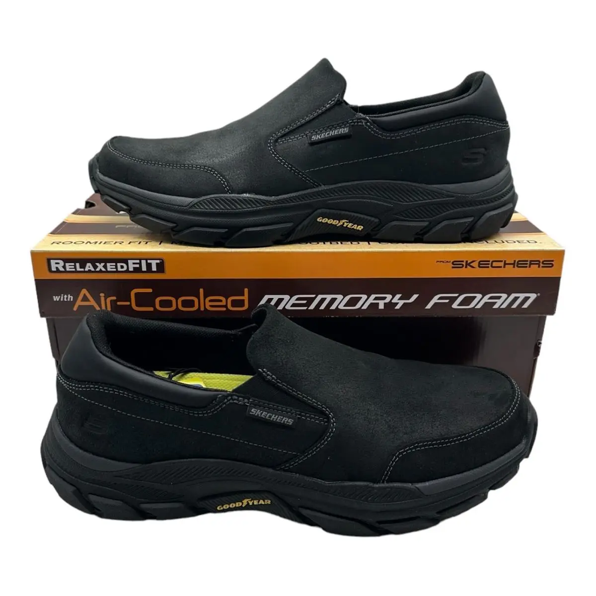 Skechers Respected Calum Shoes Mens 11.5 Black Slip On Relaxed Fit Memory Foam