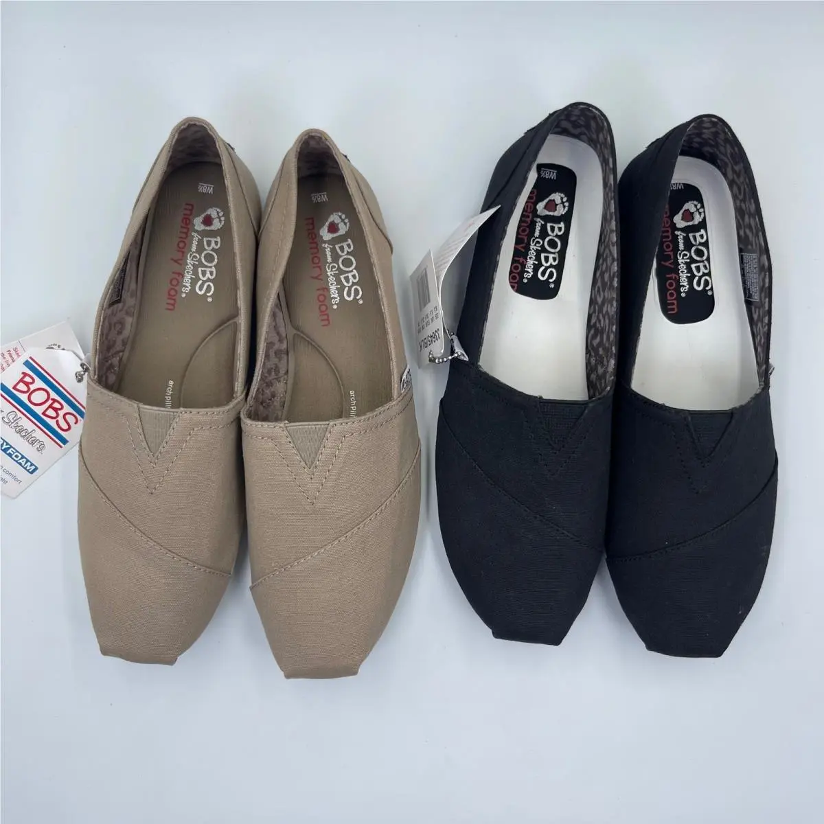 Skechers Bobs Plush Peace Love Slip On Flats Bundle Black Taupe Women`s