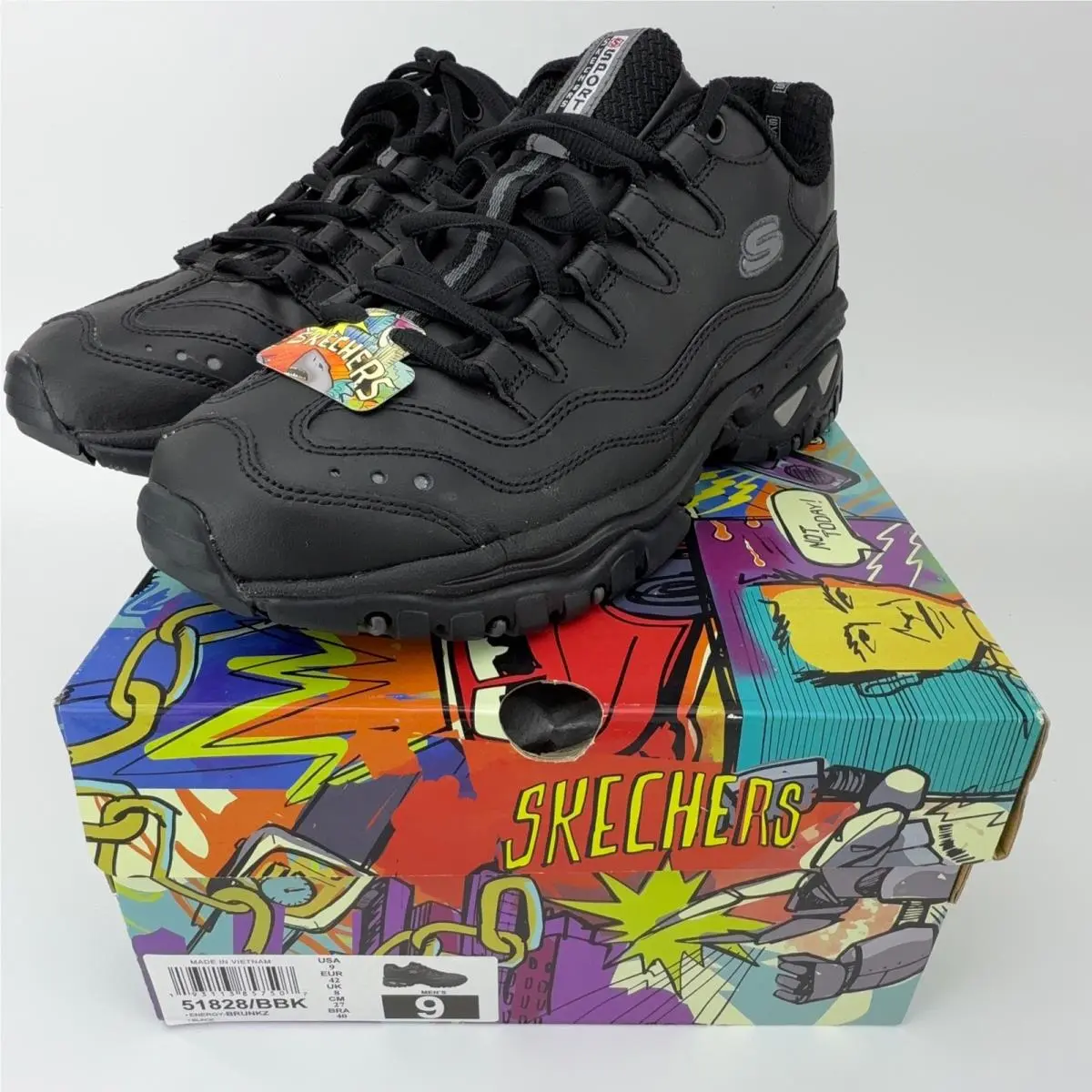 Skechers Energy Brunkz Mens Black Sneakers 51828 Bbk Size 9