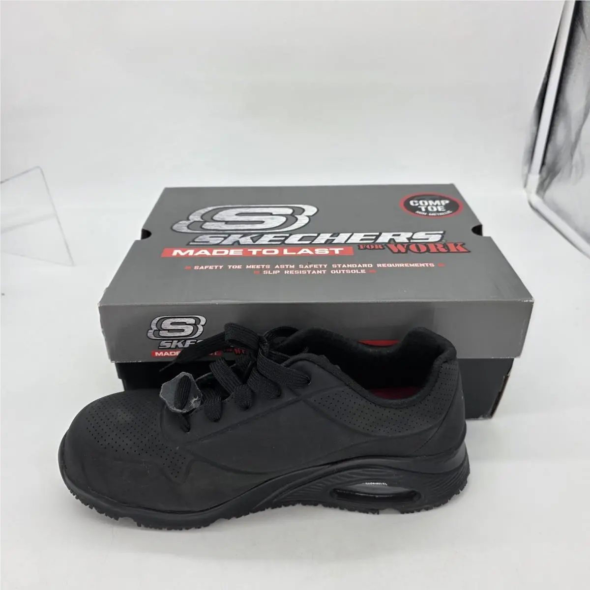 Skechers Uno Deloney Shoes Womens Size 8.5 Wide Comp Toe Slip Resistant 108101W